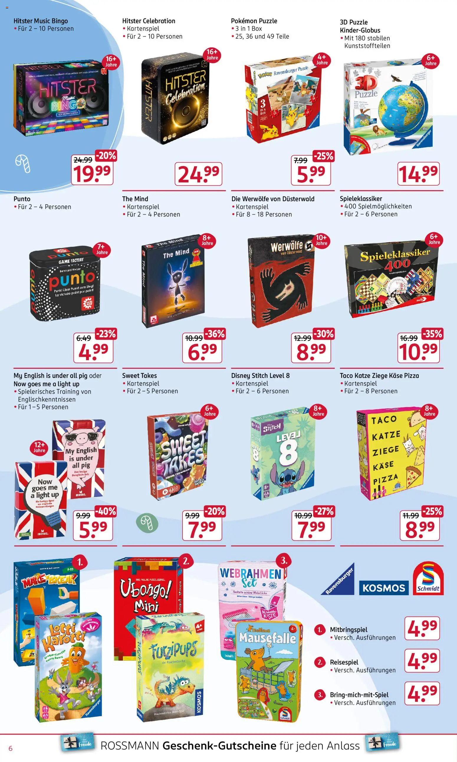 Rossmann Spielwaren – gültig ab 24.11.2025 | Seite: 6 | Produkte: Spiel, Käse, Box, Pizza