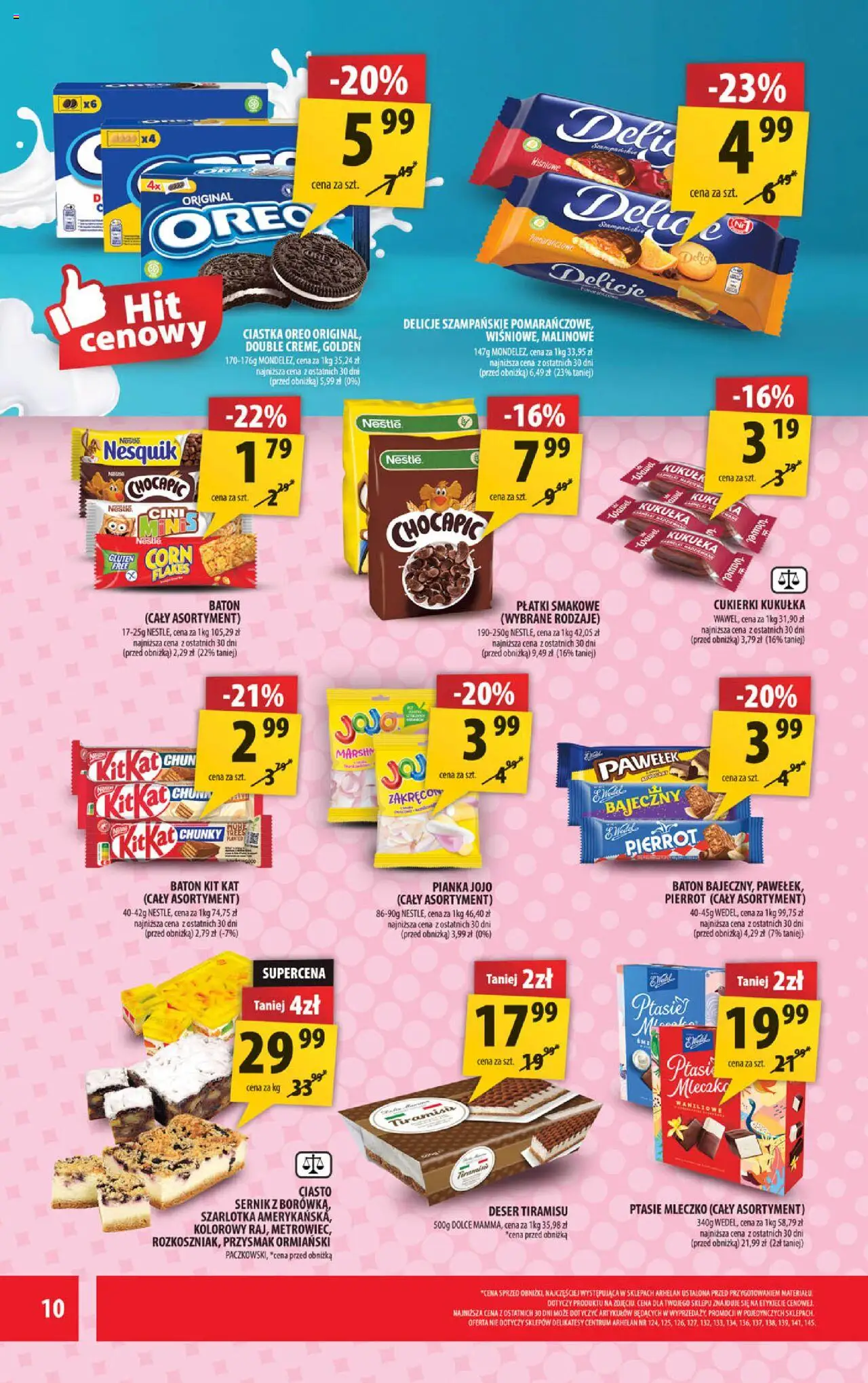 Arhelan Gazetka od 11.08.2025 | Strona: 10 | Produkty: Ciastka Oreo, Baton, Ptasie mleczko, Płatki