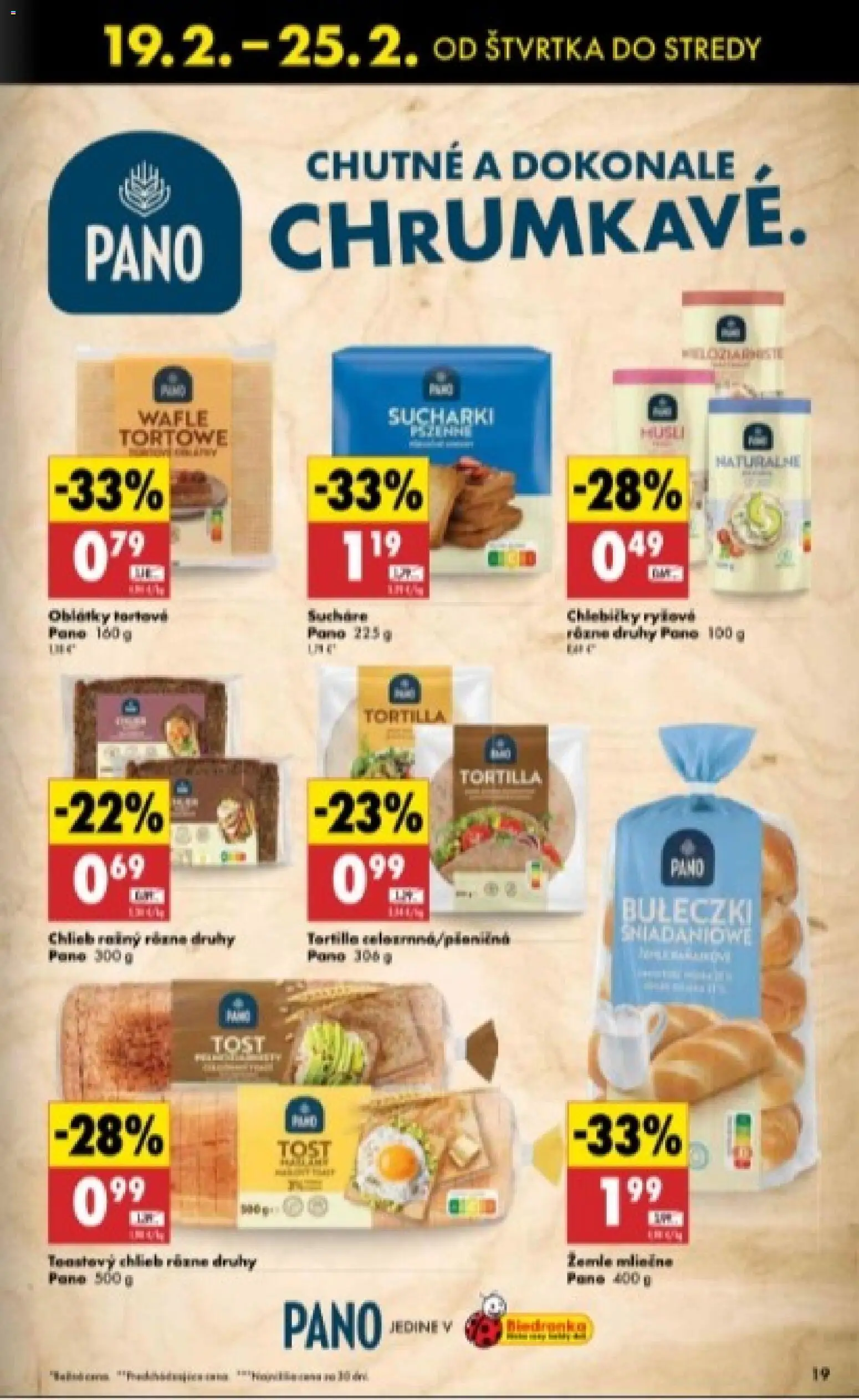 Nové Biedronka akcie – leták je platný od 19.02.2026 | Strana: 19 | Produkty: Chlieb, Toustový chlieb, Tortilla