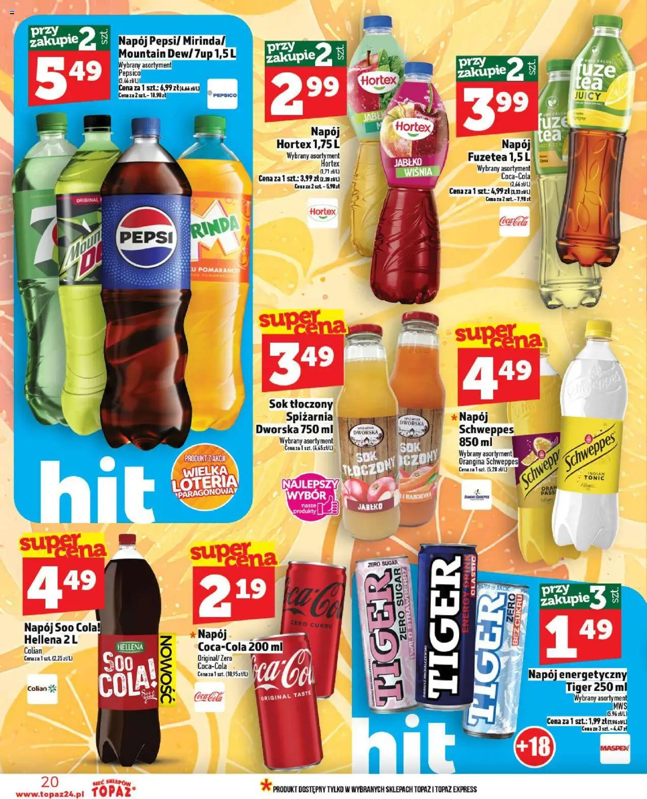 Topaz Gazetka od 02.10.2025 | Strona: 20 | Produkty: Pepsi, Sok