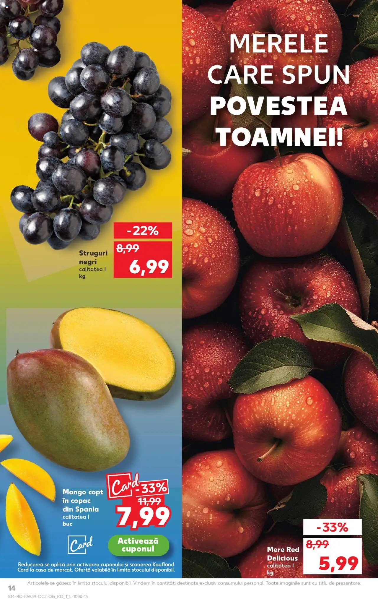 Kaufland RO akciós ujság - amely érvényes a következő dátumtól: 24.09.2025 | Oldal: 14 | Termékek: Mangó