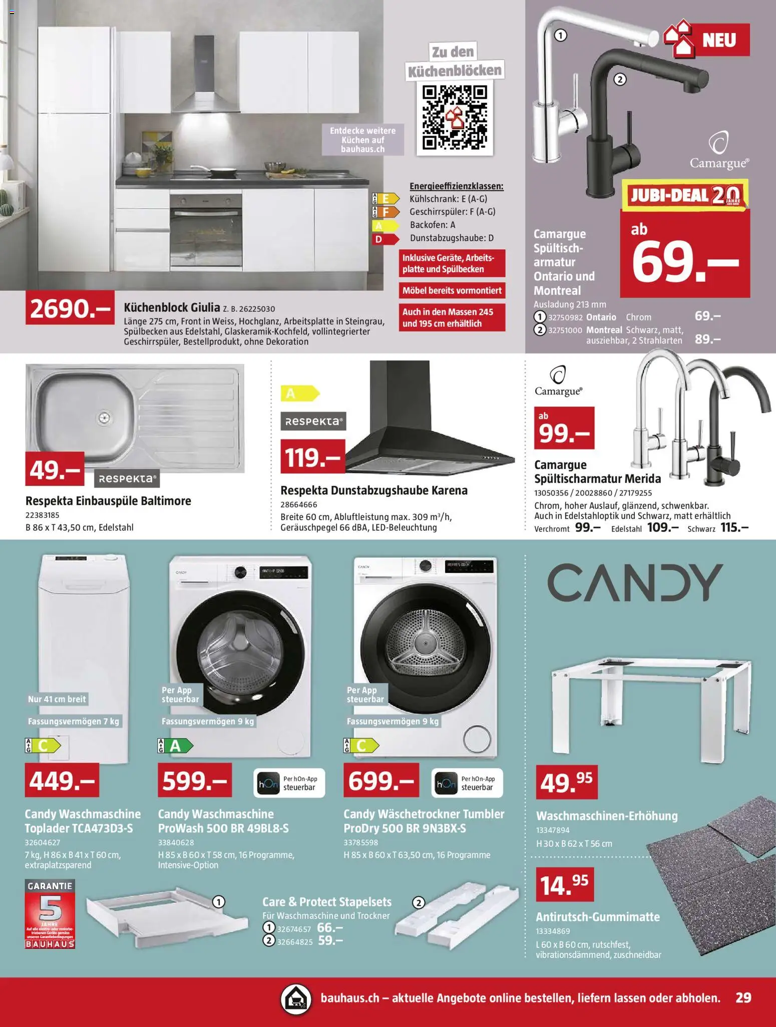 Bauhaus aktionen – gültig ab 27.04.2026 | Seite: 29 | Produkte: Küchenblock, Backofen, Kühlschrank, Waschmaschine