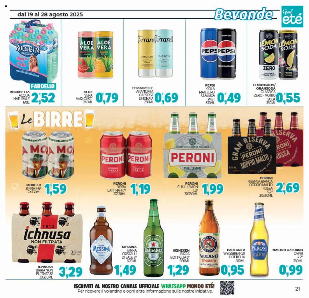 Volantino Eté del 19.08.2025 | Pagina: 21 | Prodotti: Limonata, Pepsi, Ferrarelle, Bottiglia