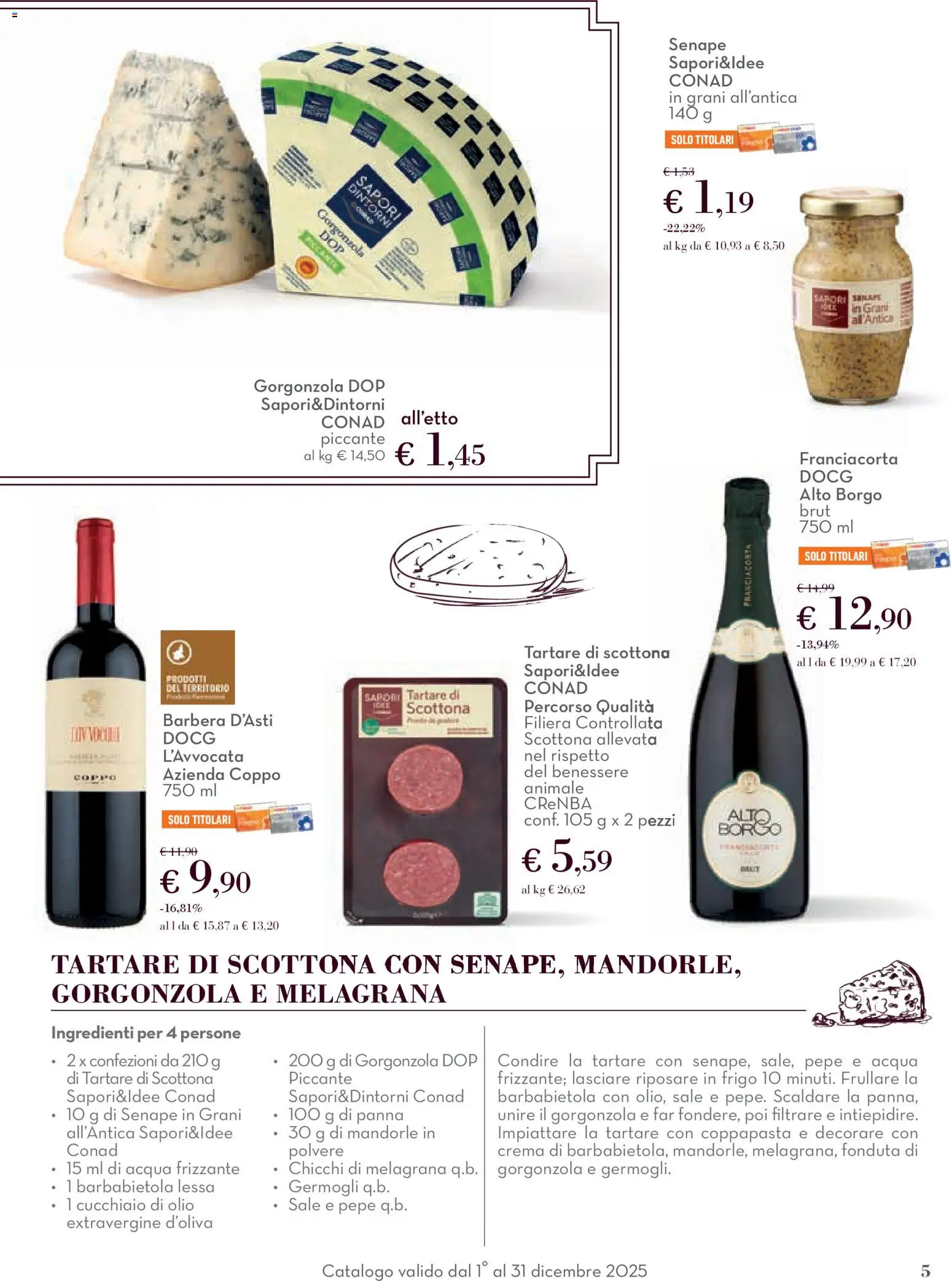 Volantino Conad del 01.12.2025 | Pagina: 5 | Prodotti: Panna, Acqua, Mandorle, Senape