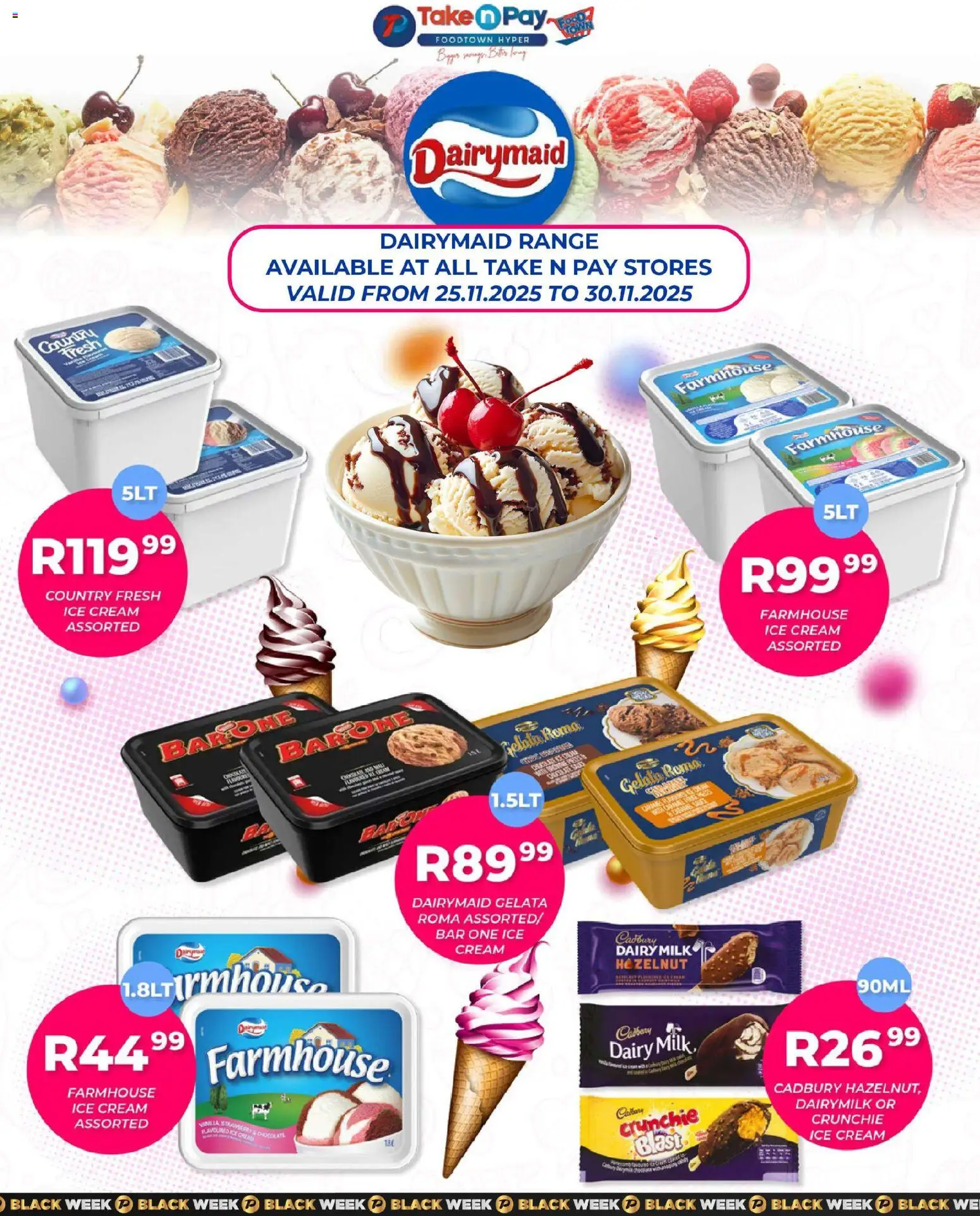New Take n Pay catalogue – valid from 25.11.2025 | Page: 22 | Products: Milk, Cream, Ice cream