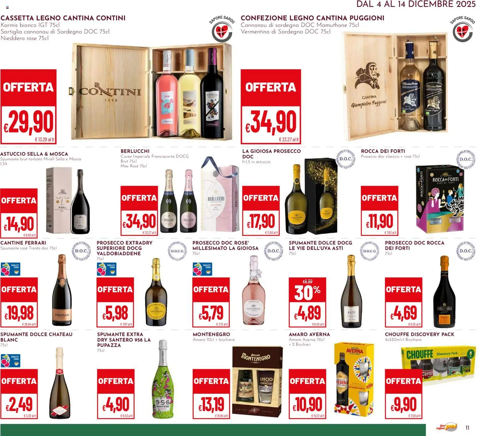 Volantino Pan del 04.12.2025 | Pagina: 11 | Prodotti: Prosecco, Spumante, Astuccio, Amaro
