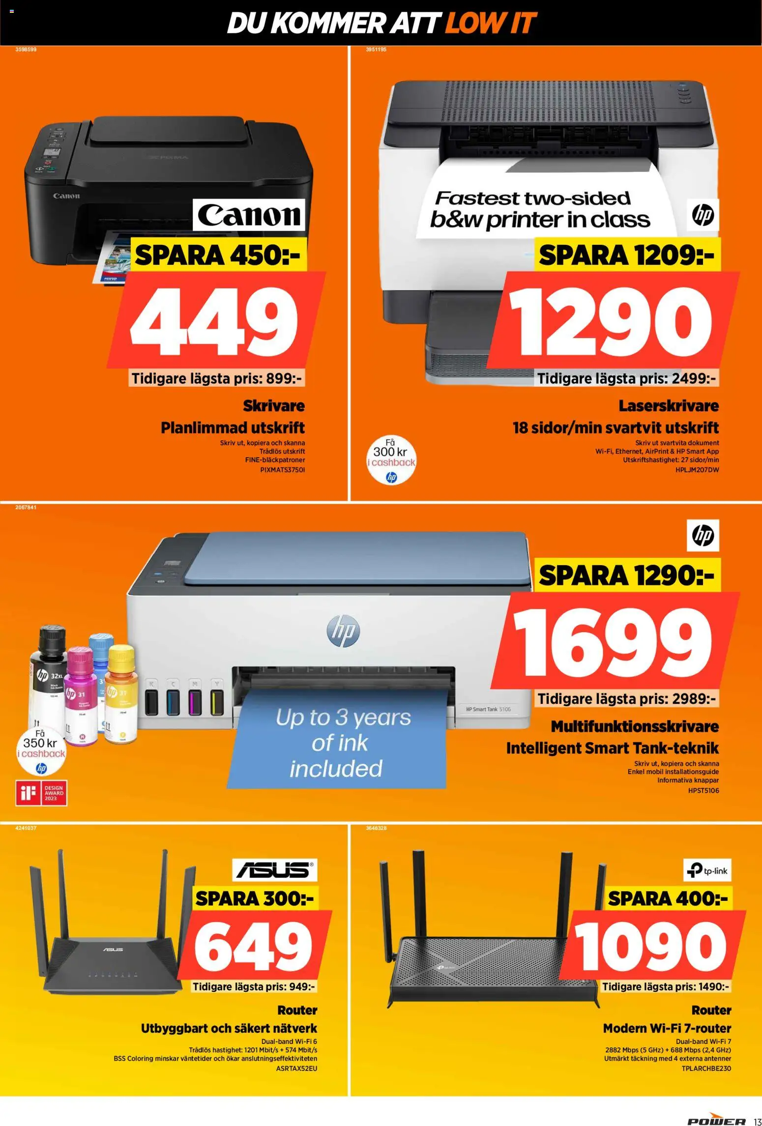 Power reklamblad aktuell från 13.04.2026 | Sida: 13 | Produkter: Skrivare, Router, Wifi