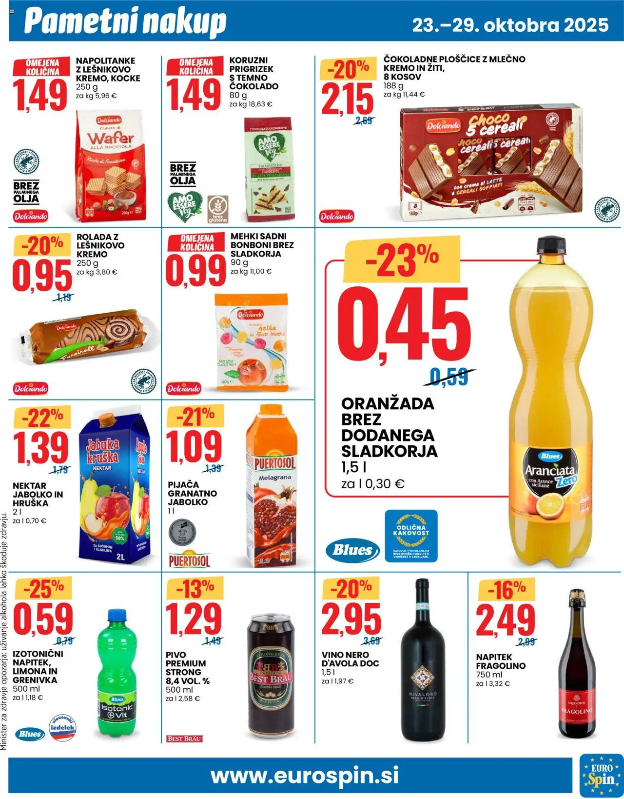 Novi Eurospin katalog ponudbe – veljaven od 23.10.2025 | Stran: 7 | Izdelki: Napolitanke, Bonboni, Ploščice, Pivo