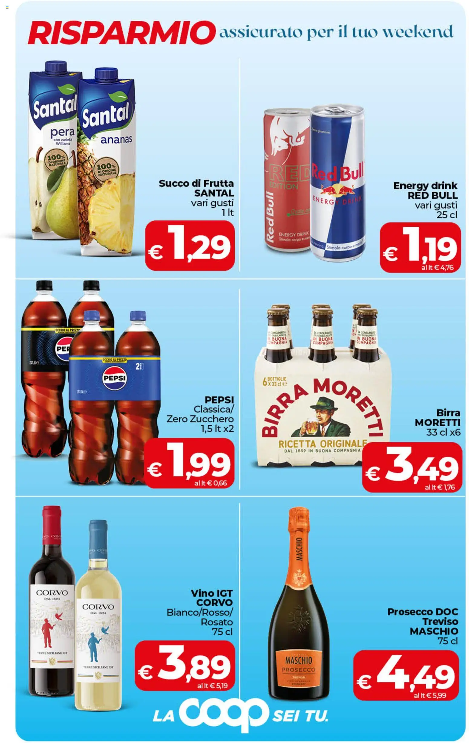 Volantino COOP del 28.04.2026 | Pagina: 5 | Prodotti: Succo, Ananas, Red Bull, Pepsi