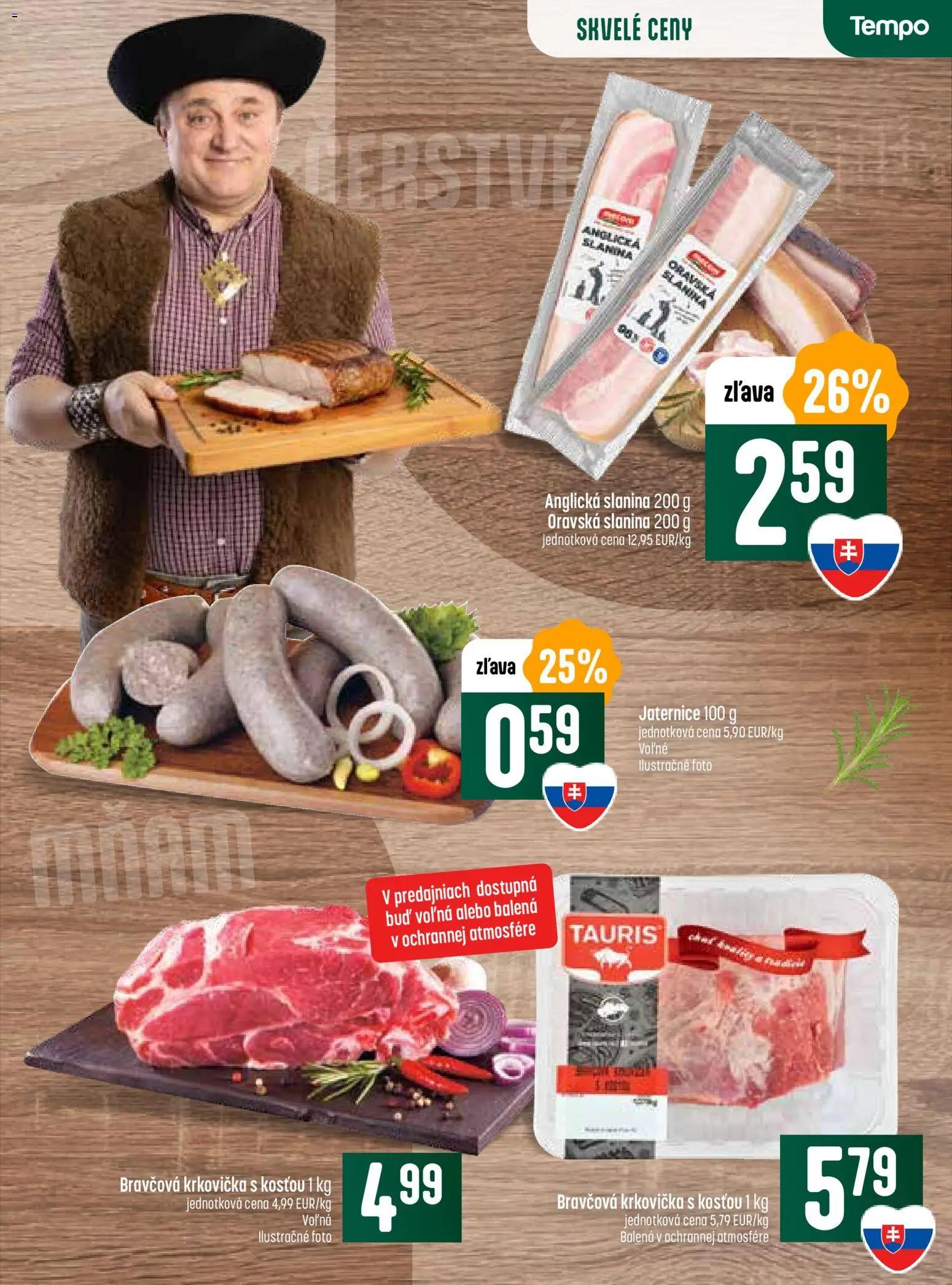Nové COOP Jednota akcie – leták je platný od 20.11.2025 | Strana: 5 | Produkty: Slanina, Bravčová krkovička, Krkovička