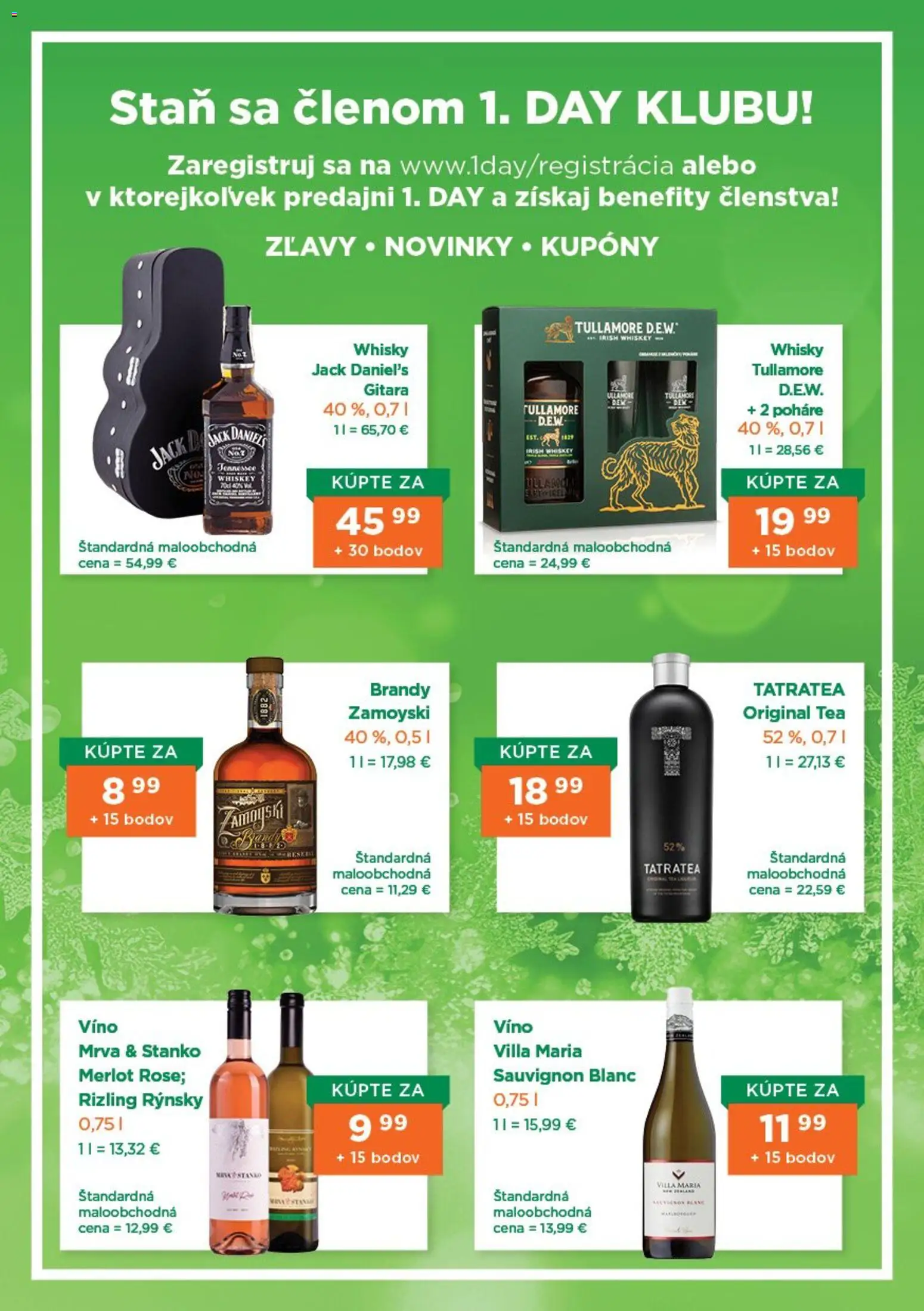 Nové 1day akcie – leták je platný od 01.11.2025 | Strana: 3 | Produkty: Víno, Stan, Brandy, Whisky