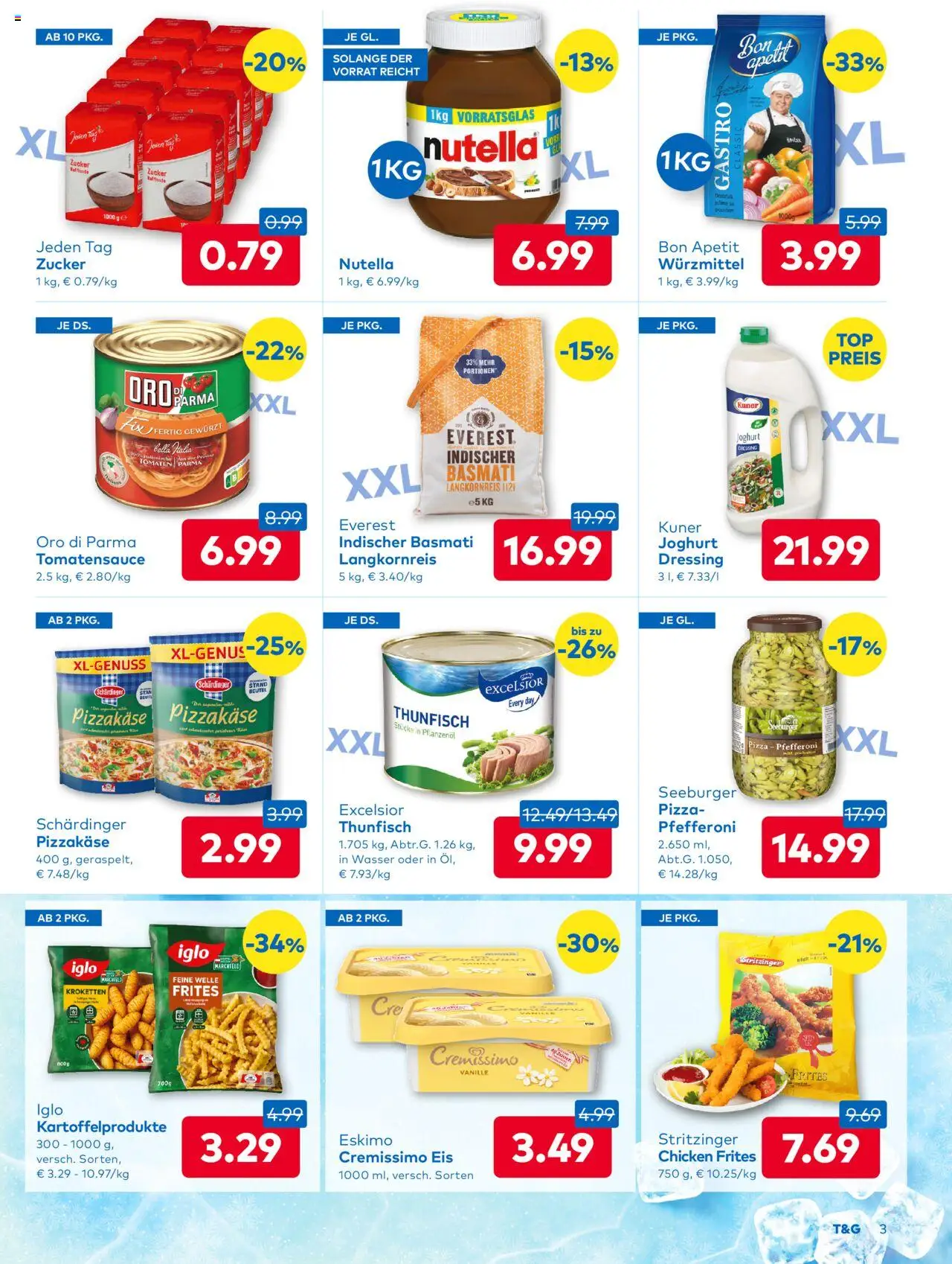 T&G Kärnten gültig ab 28.08.2025 | Seite: 3 | Produkte: Eis, Wasser, Pizza, Tomaten