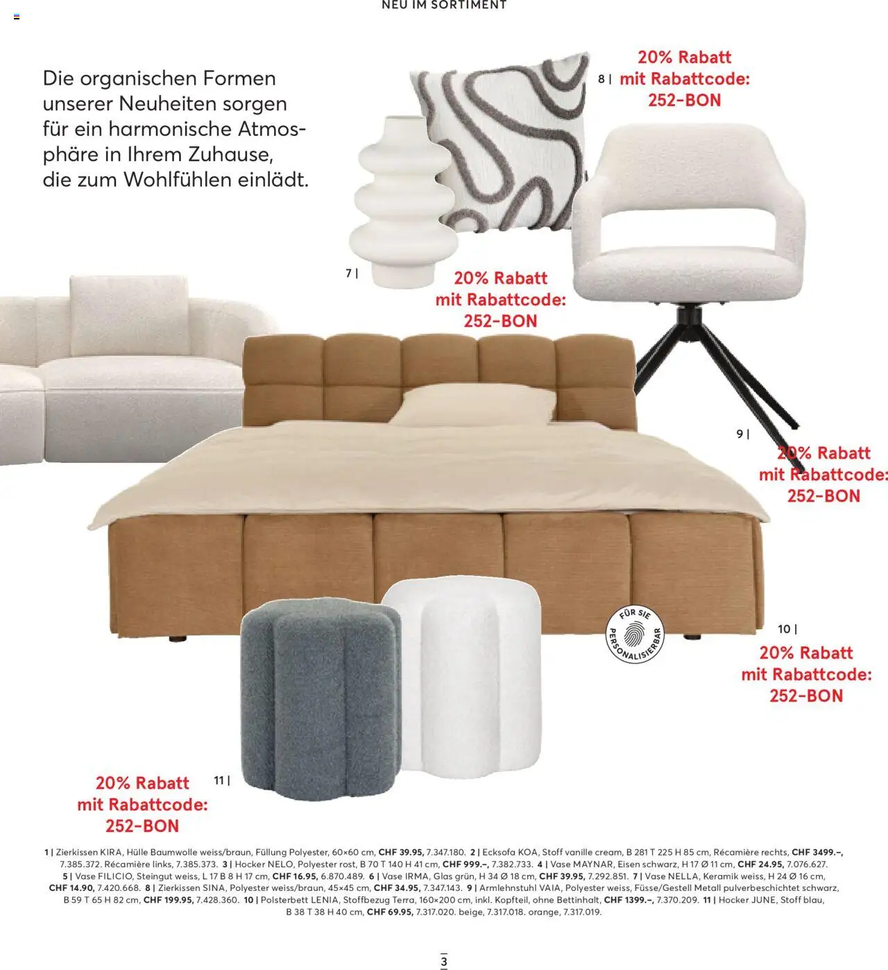 Livique Prospekt – gültig ab 24.09.2025 | Seite: 3 | Produkte: Hocker, Polsterbett, Vase, Ecksofa