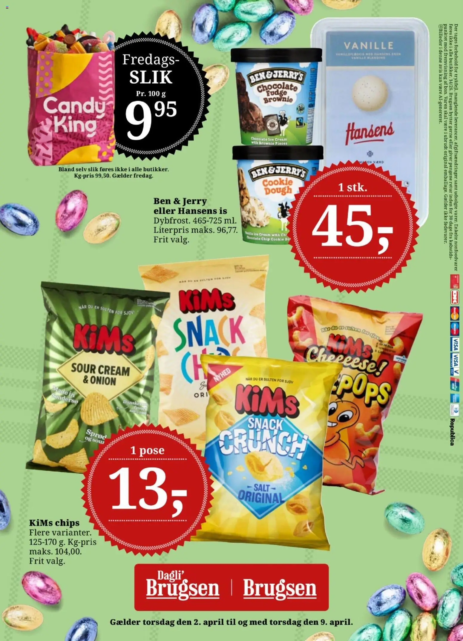 Dagli'Brugsen tilbudsavis – gyldig fra 02.04.2026 | Side: 6 | Produkter: Slik, Chips, Salt, Is
