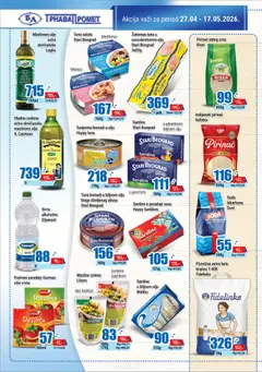 Tuna salata Stari Beograd Mediteran, Tuna salata Mediteran - pregled Trnava Promet kataloga - važi od 27.04.2026 | Strana: 6 | Proizvode: Pasirani paradajz, Ulje, Sirće, Maslinovo ulje