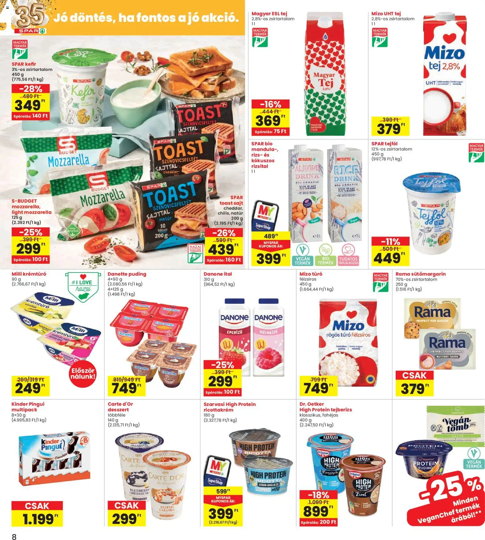 Interspar akciós ujság - amely érvényes a következő dátumtól: 29.01.2026 | Oldal: 8 | Termékek: Puding, Kefir, Mandula, Cheddar