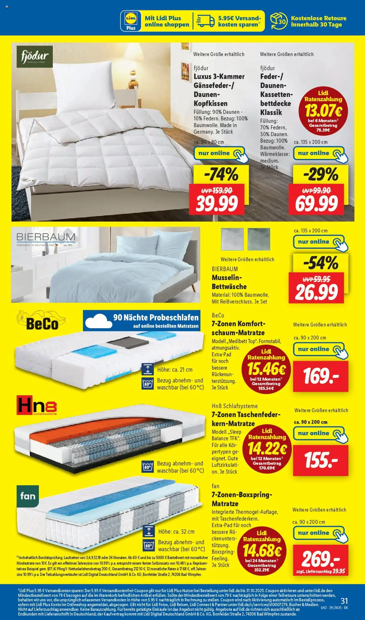 Lidl Prospekt Heppenheim - gültig ab dem 14.07.2025 | Seite: 41 | Produkte: Matratze, Bettwäsche, Bettdecke, Kopfkissen