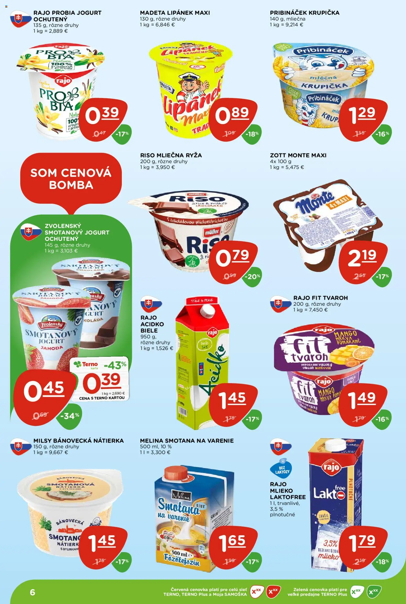 Nové Terno akcie – leták je platný od 08.01.2026 | Strana: 6 | Produkty: Mlieko, Jogurt, Smotana, Mango