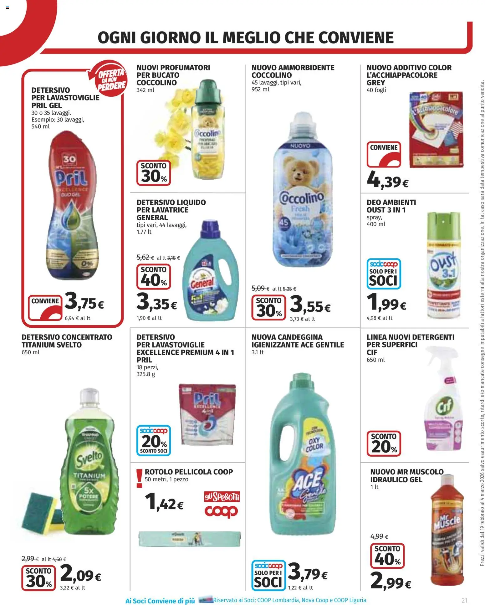 Volantino COOP del 19.02.2026 | Pagina: 21 | Prodotti: Ammorbidente, Lavatrice, Data, Pellicola