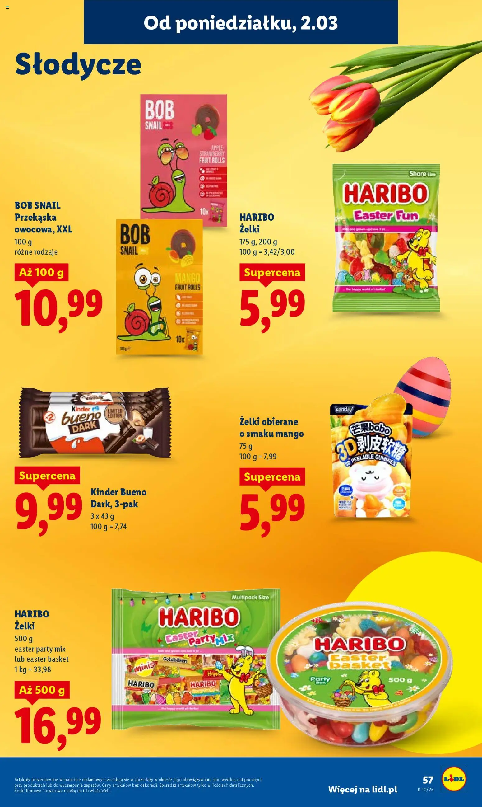 Lidl Polsko leták od 02.03.2026 | Strana: 57 | Produkty: Mango, Haribo, Party mix, Kinder Bueno