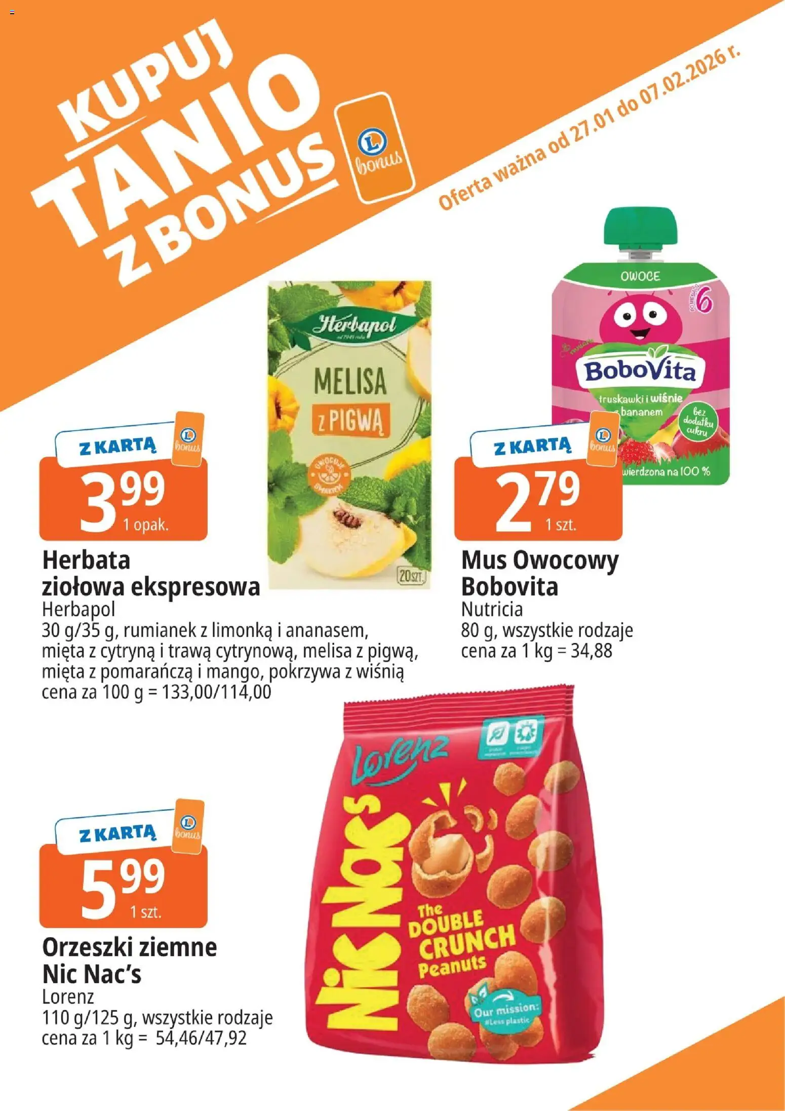 E.Leclerc Gazetka - Zielona Góra kupony dodatkowe od 27.01.2026 | Strona: 7 | Produkty: Cytryna, Limonka, Orzeszki ziemne, Herbata