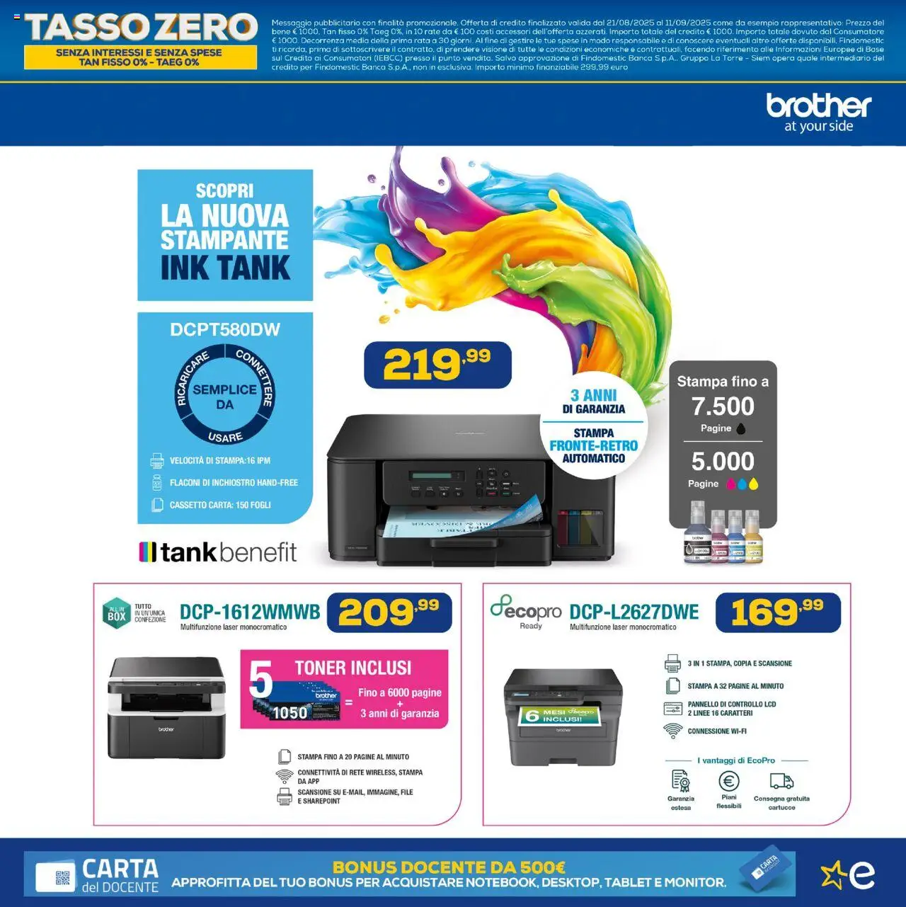 Volantino Euronics del 21.08.2025 | Pagina: 13 | Prodotti: Tablet, Stampante, Toner, Stampa