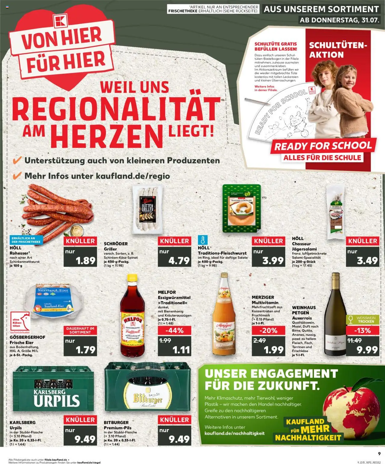 Kaufland prospekt Völklingen	 - gültig ab dem 31.07.2025 | Seite: 9 | Produkte: Eier, Weißwein, Griller, Frischkase