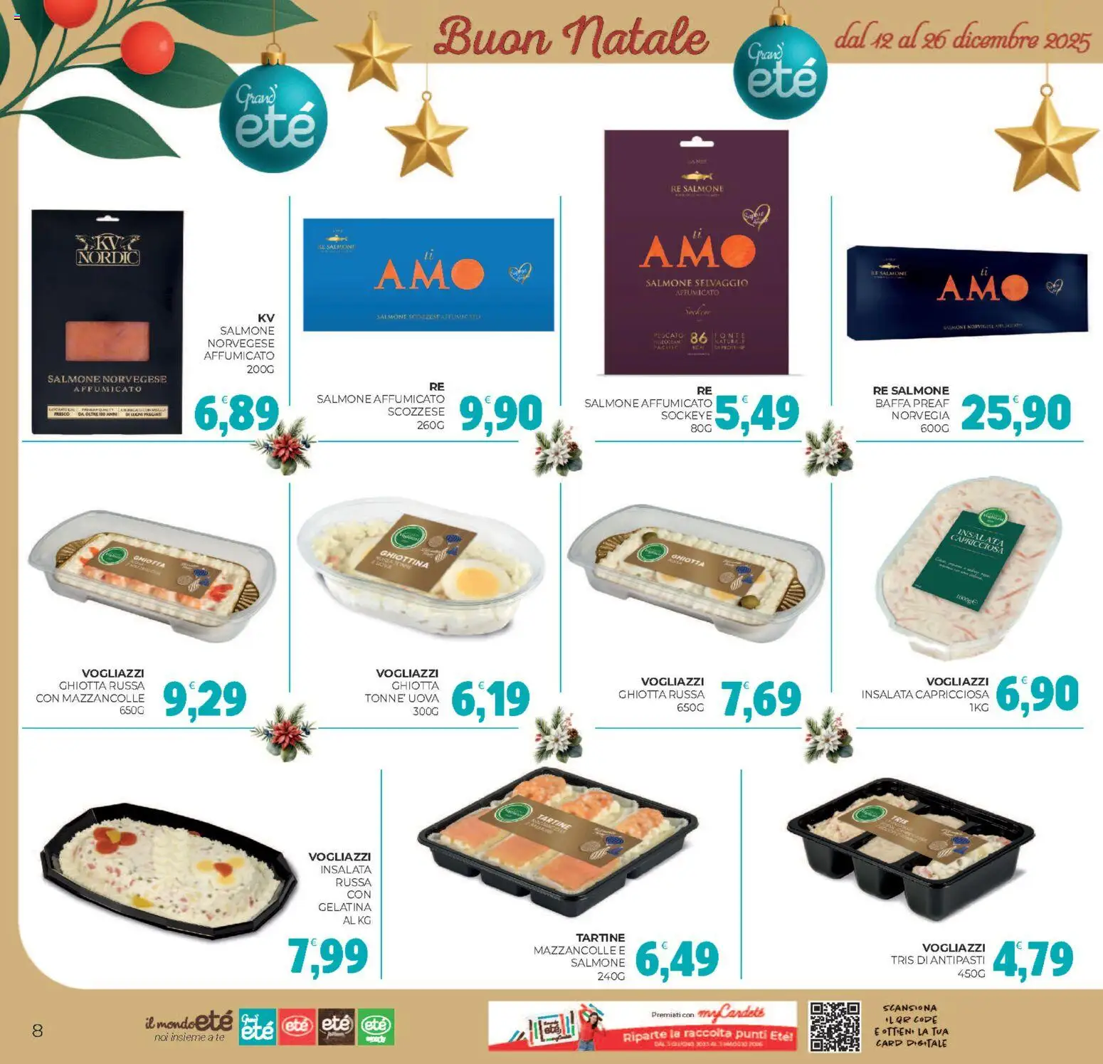 Volantino Eté del 12.12.2025 | Pagina: 8 | Prodotti: Salmone affumicato, Uova, Salmone, Mazzancolle