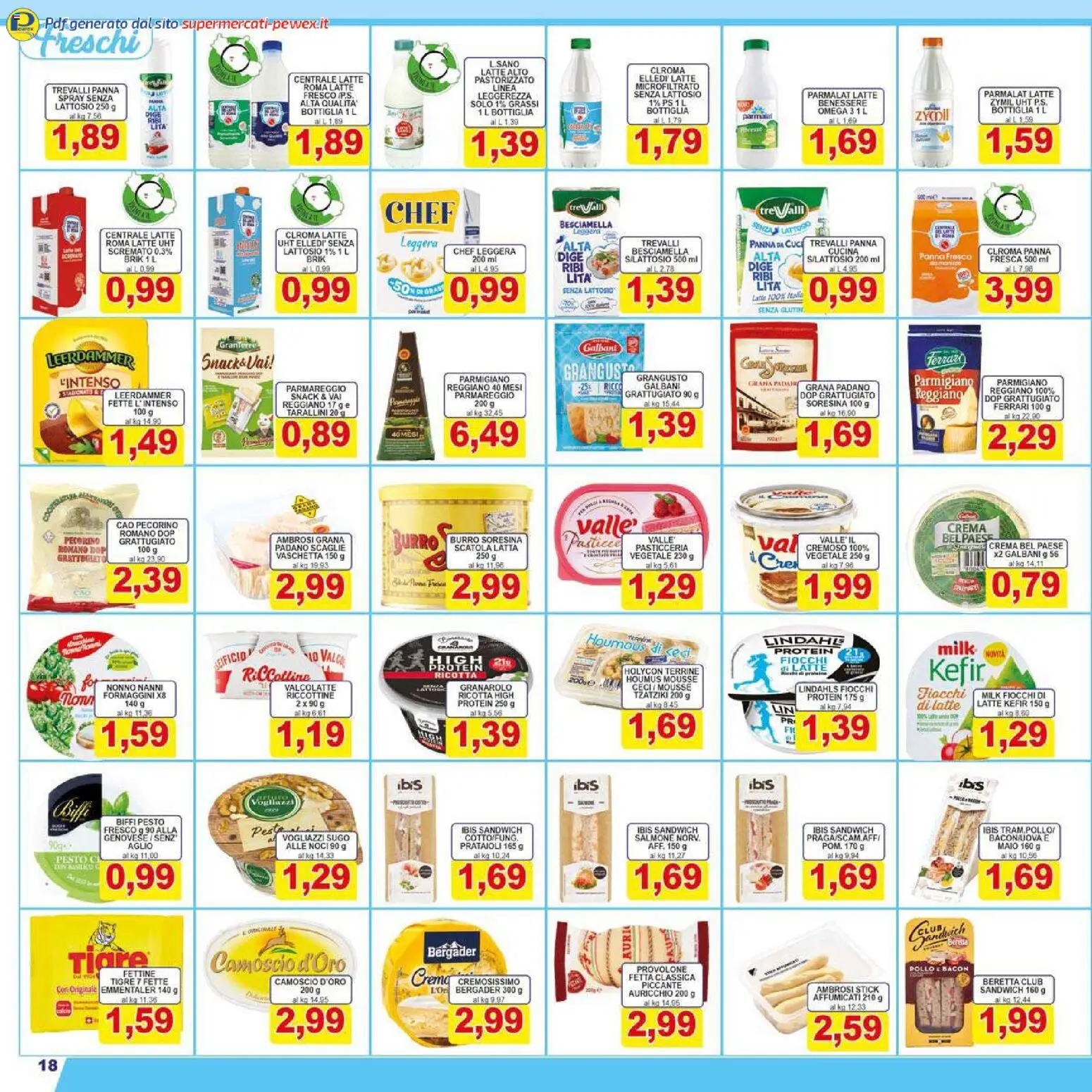 Volantino Pewex del 26.01.2026 | Pagina: 18 | Prodotti: Uova, Ricotta, Besciamella, Scatola