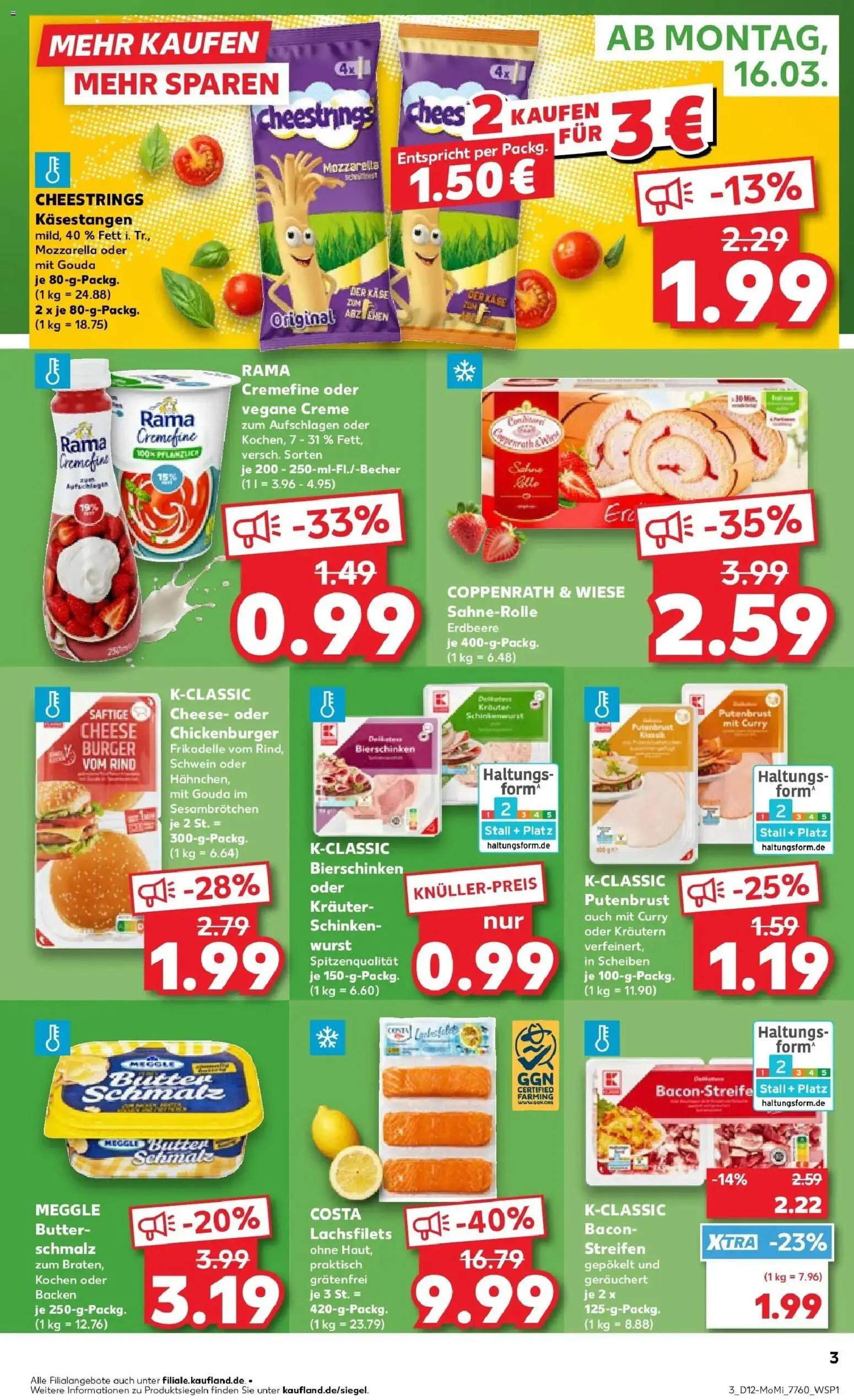 Kaufland Prospekt Landsberg Am Lech	 – gültig ab 16.03.2026 | Seite: 3 | Produkte: Butter, Mozzarella, Gouda, Schinken