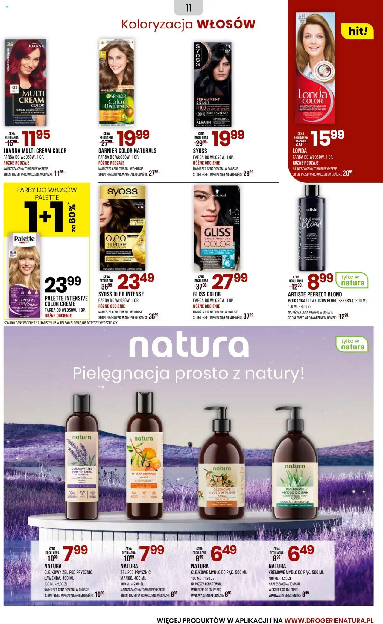Drogerie Natura Gazetka od 22.08.2025 | Strona: 11 | Produkty: Farby do włosów, Mydło w płynie, Aloes, Prysznic