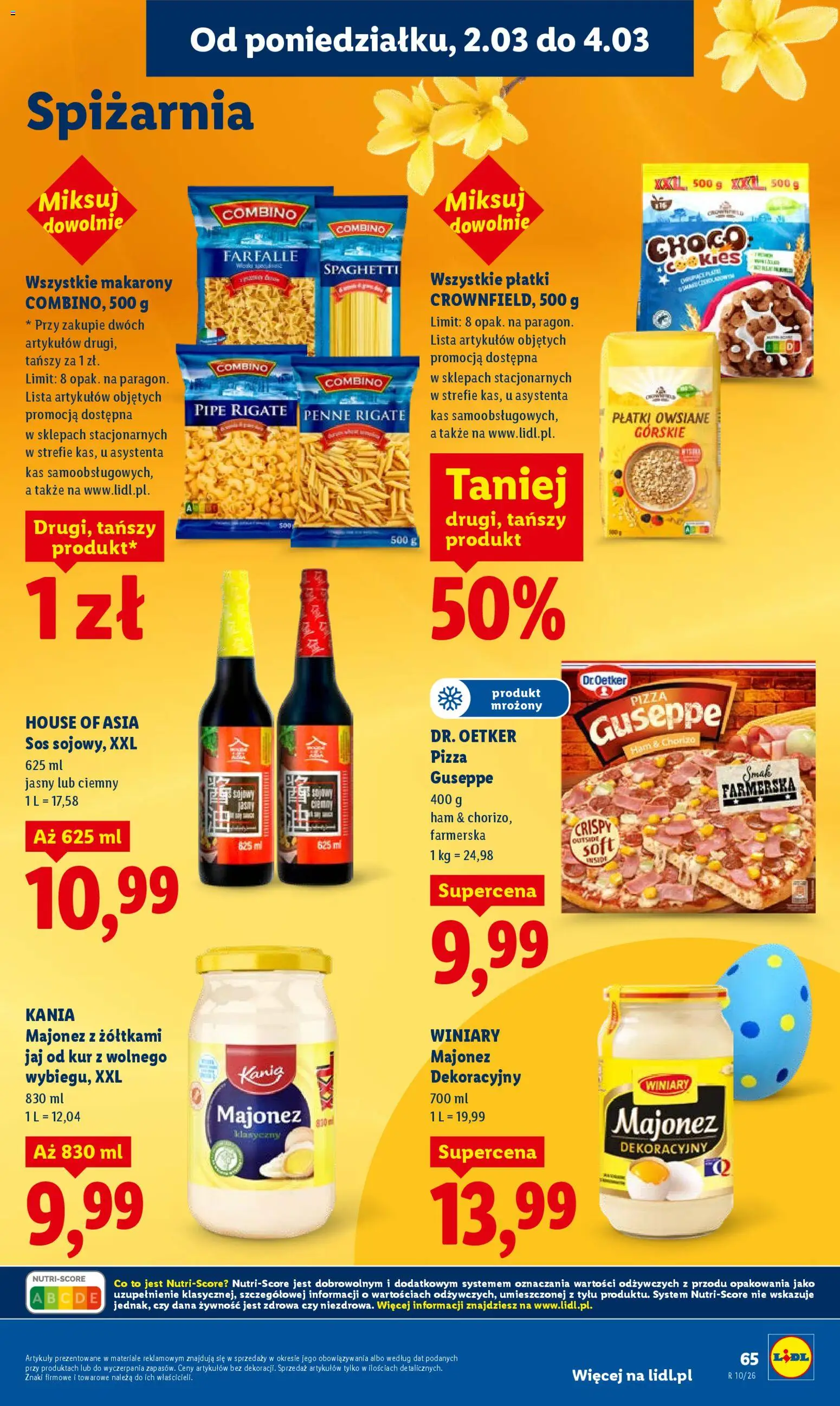 Lidl gazetka od 02.03.2026 | Strona: 65 | Produkty: Pizza, Makarony, Płatki, Sos