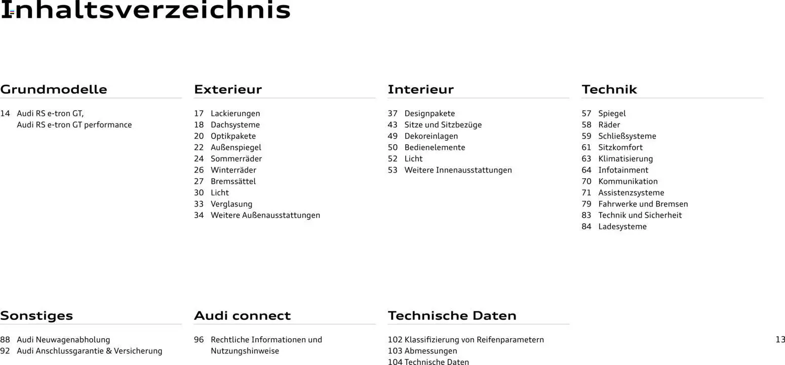 Audi  RS e-tron GT / RS e-tron GT performance – gültig ab 28.10.2025 | Seite: 13 | Produkte: Spiegel