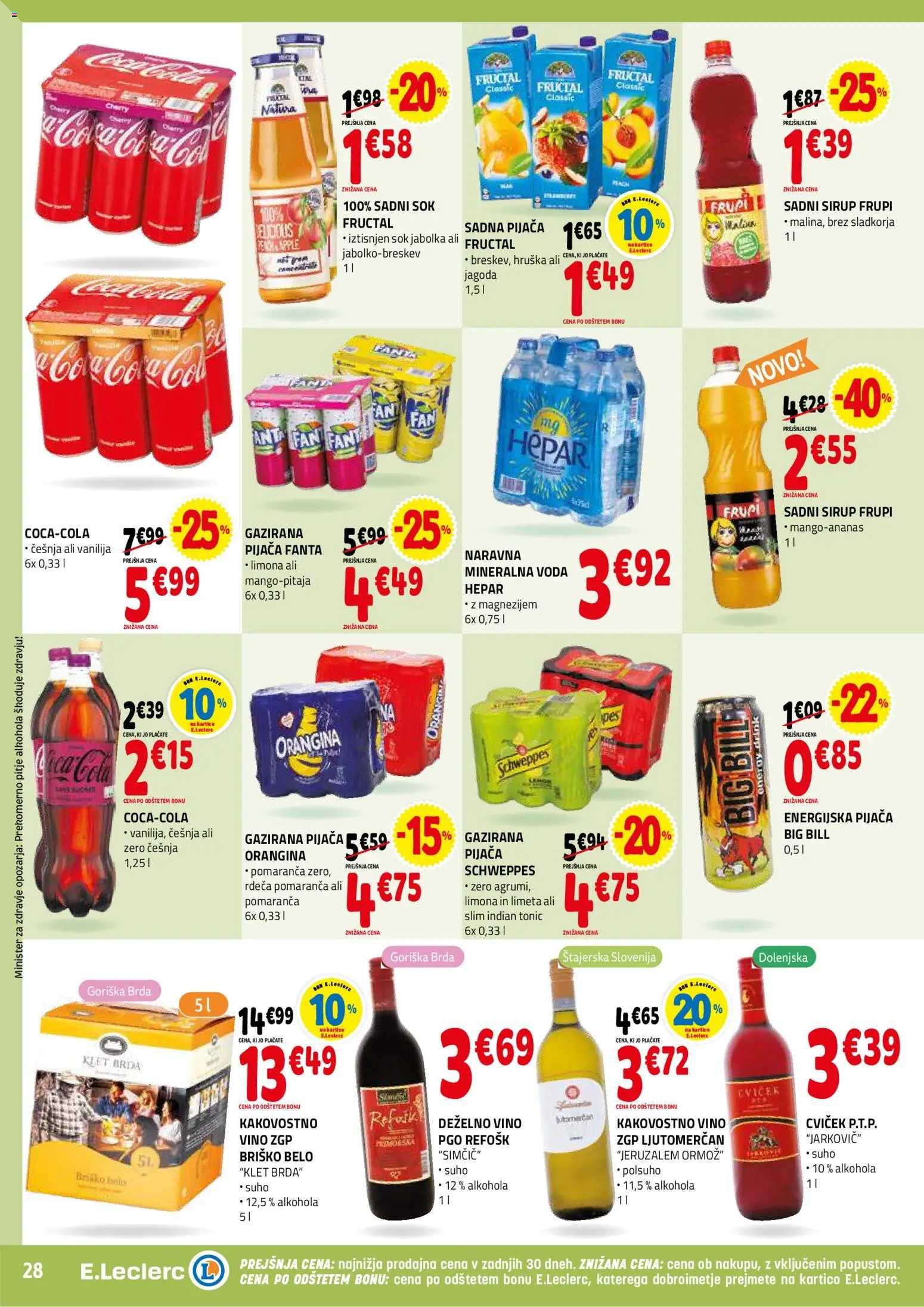 Novi E.leclerc katalog ponudbe – veljaven od 07.01.2026 | Stran: 28 | Izdelki: Sirup, Mineralna voda, Sok, Limona