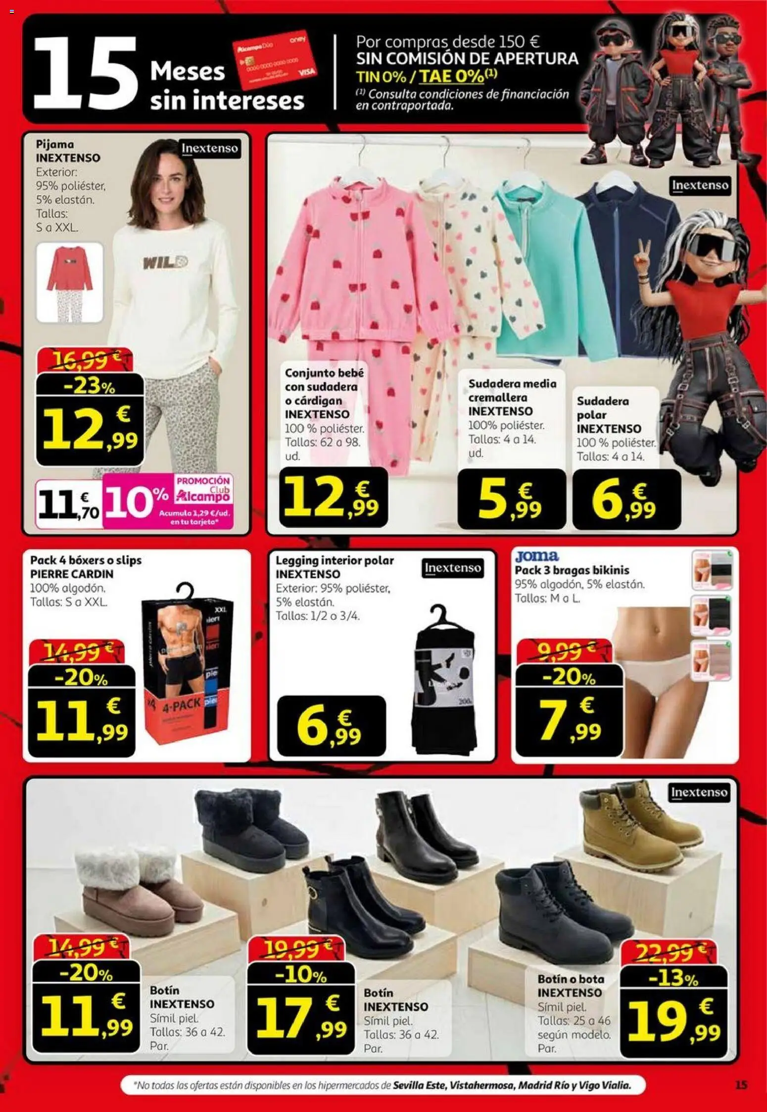 Alcampo - Black Friday │ válido desde el 06.11.2025 | Página: 15 | Productos: Sudadera, Bragas, Pijama, Boxers