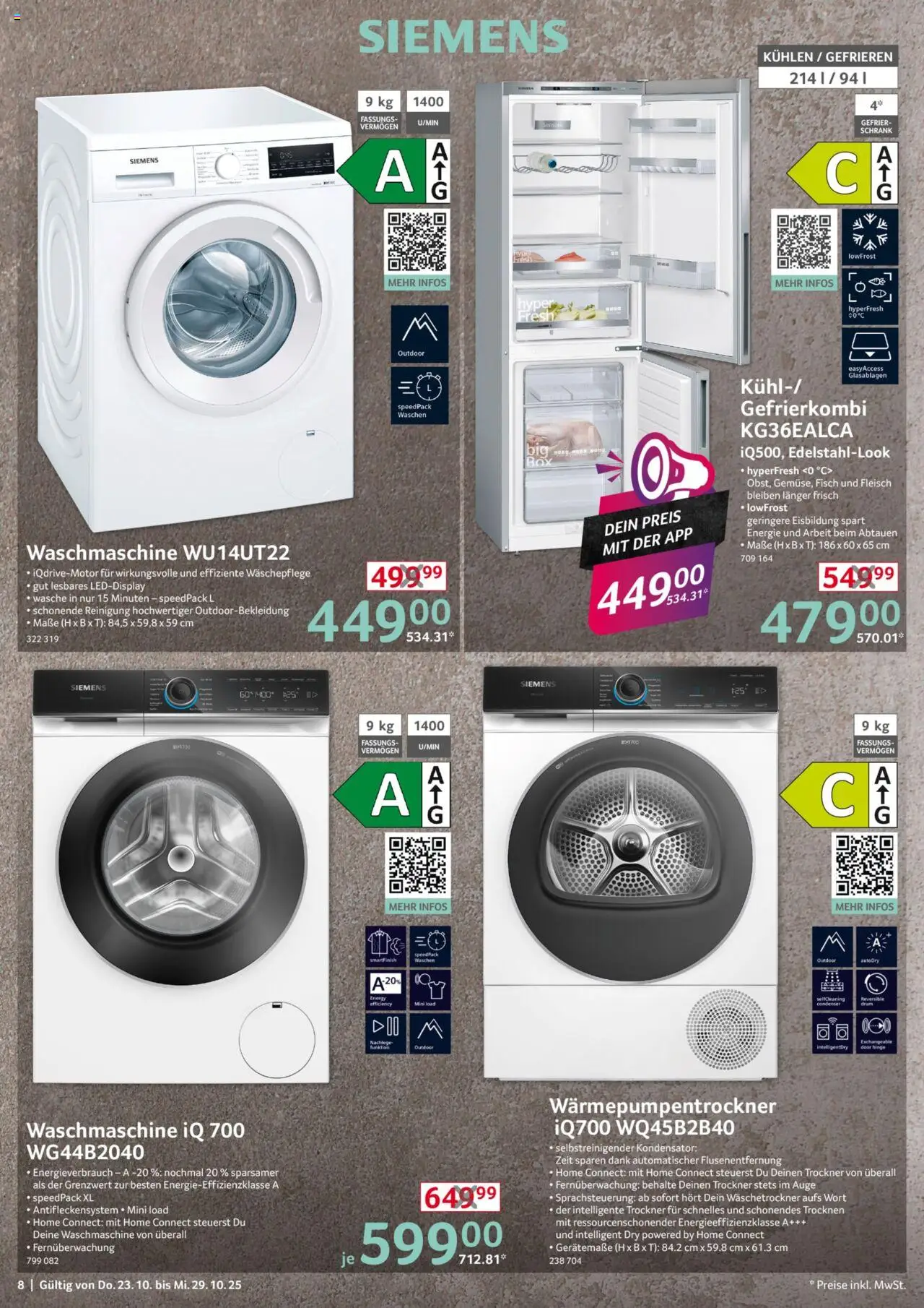 Selgros  Non Food – gültig ab 23.10.2025 | Seite: 8 | Produkte: Trockner, Energy, Schrank, Waschmaschine