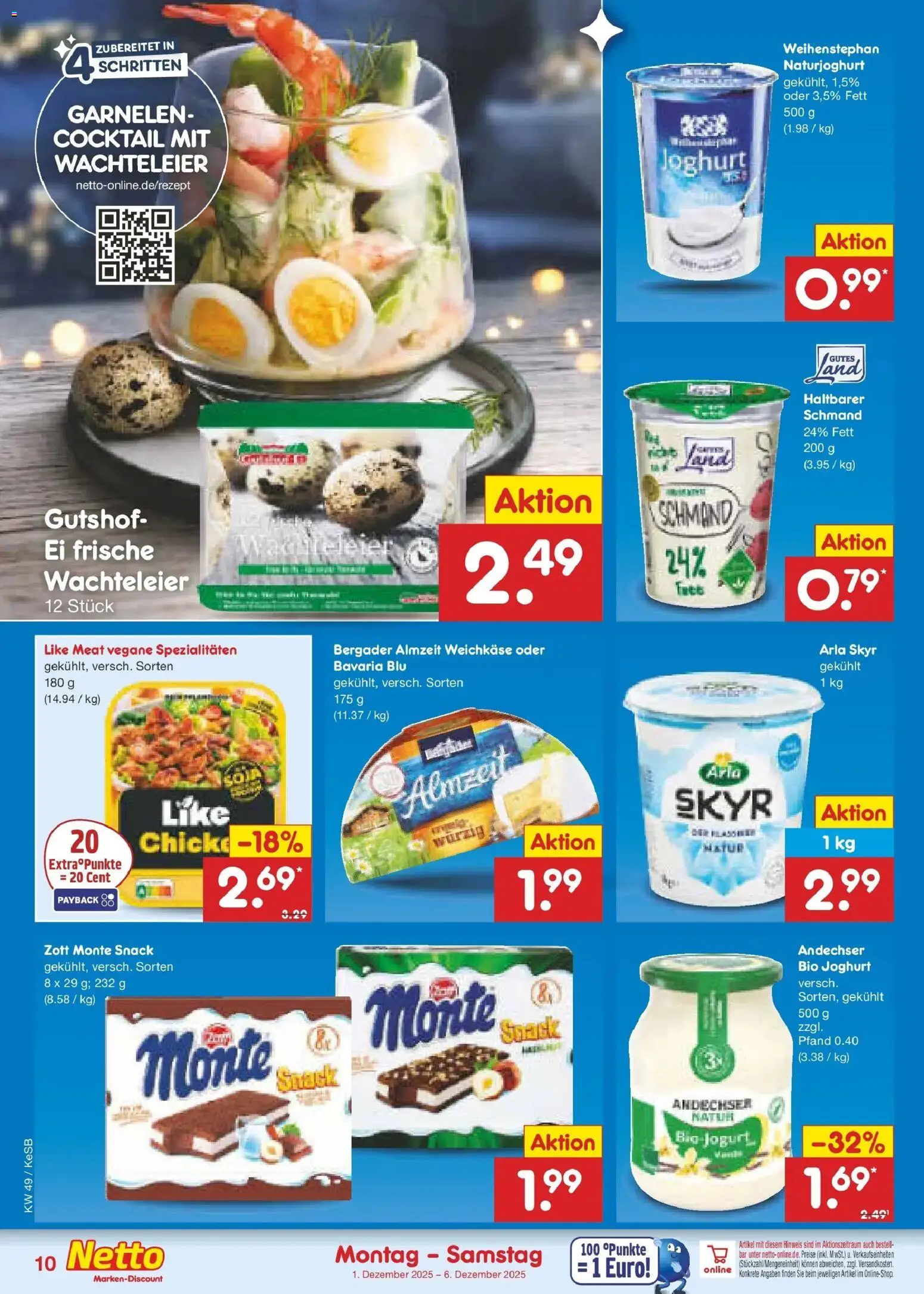 Netto Marken-Discount prospekt Bonn	 – gültig ab 01.12.2025 | Seite: 10 | Produkte: Joghurt, Garnelen, Skyr, Arla skyr