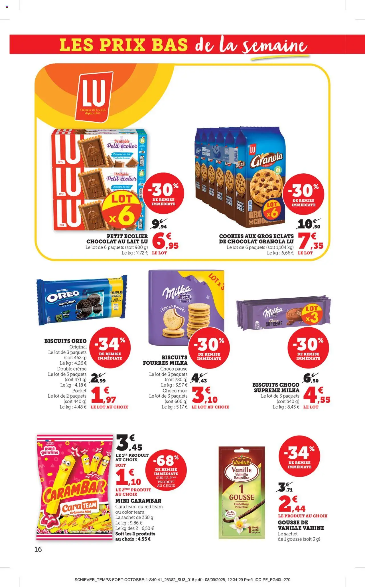 {H1} | Page: 16 | Produits: Cookies, Lait, Chocolat, Crème