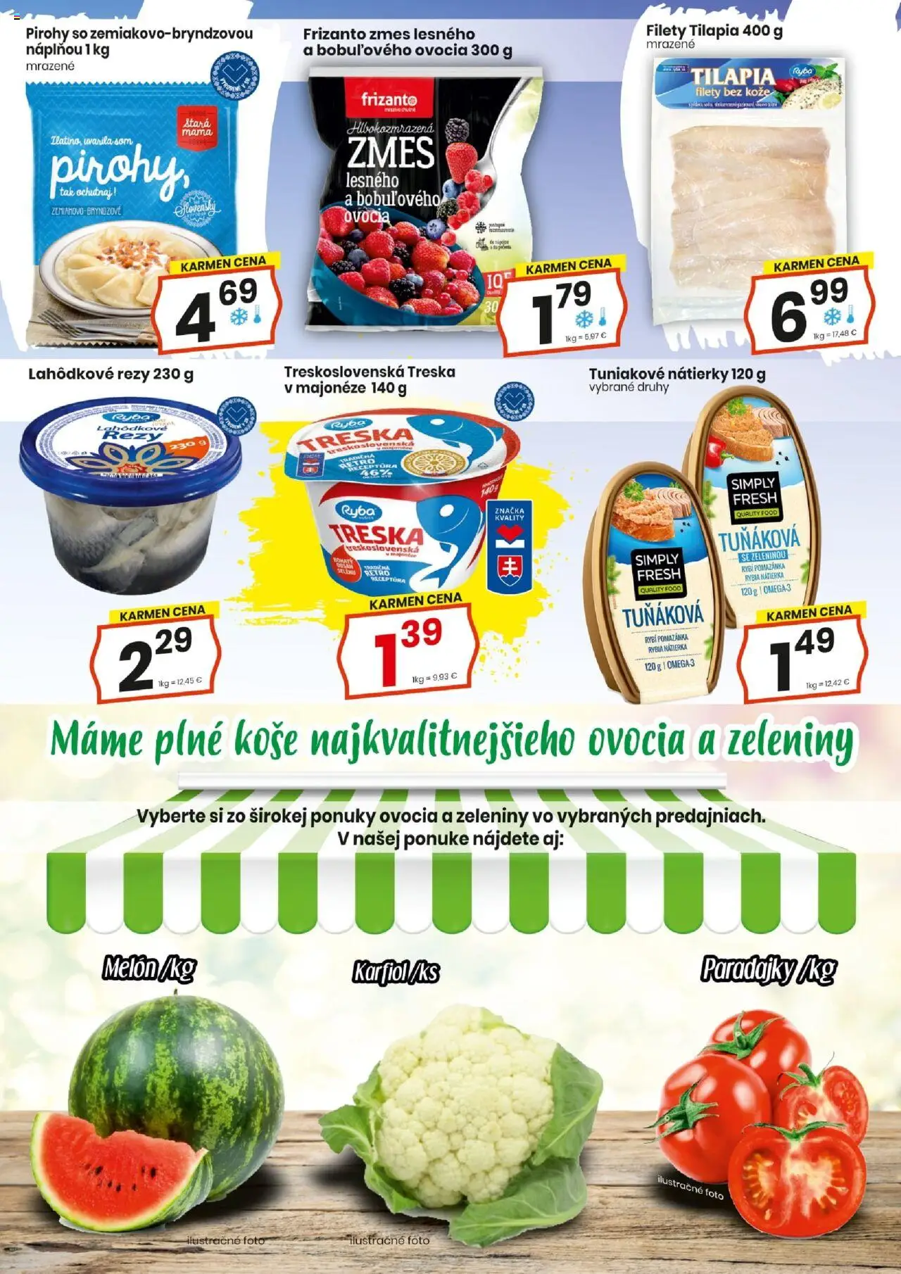 KARMEN CBA maloobchod │ platný od 17.07.2025 | Strana: 8 | Produkty: Pirohy, Paradajky, Ryba, Treska