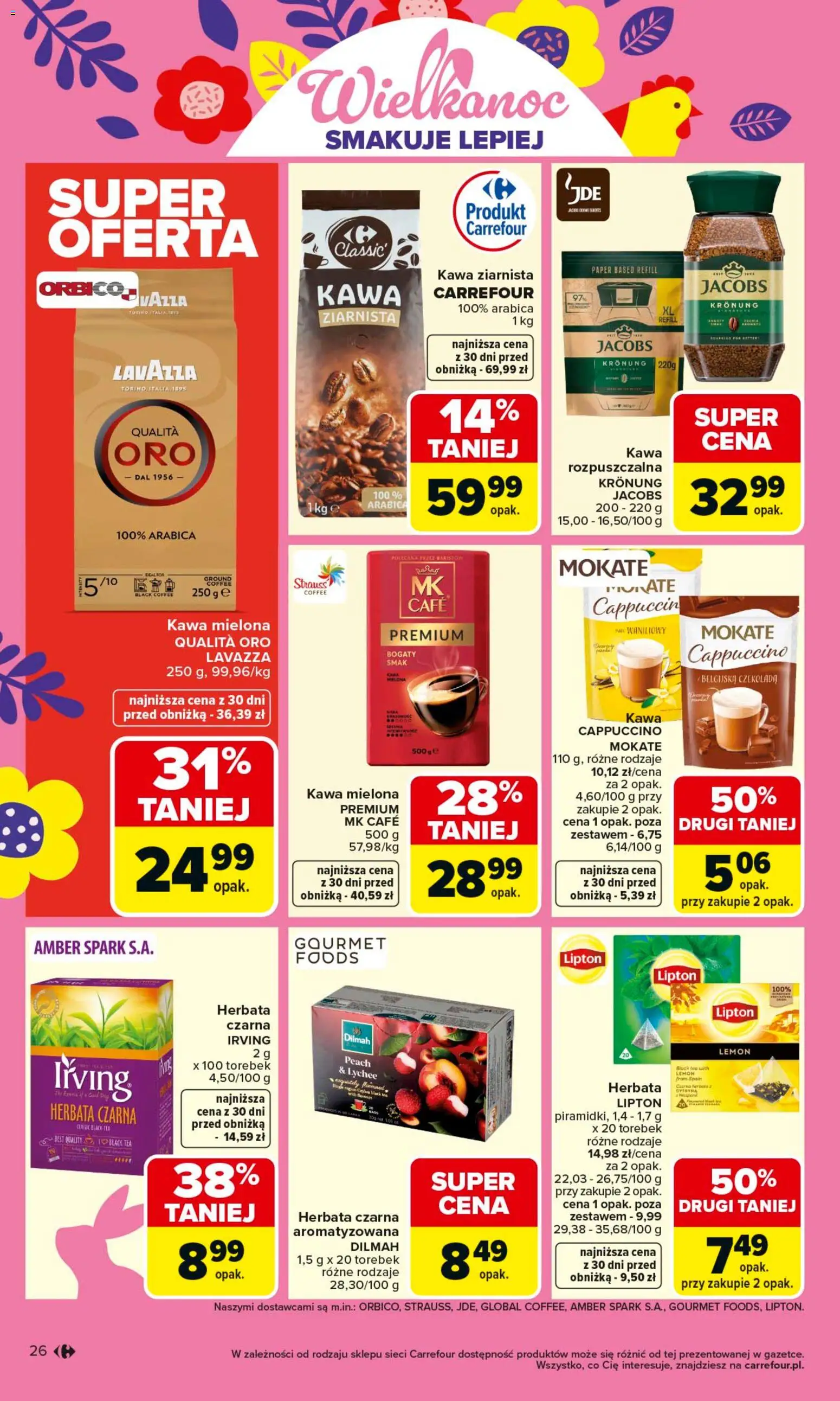 Carrefour gazetka od 16.03.2026 | Strona: 28 | Produkty: Kawa ziarnista, Lavazza, Cappuccino, Kawa