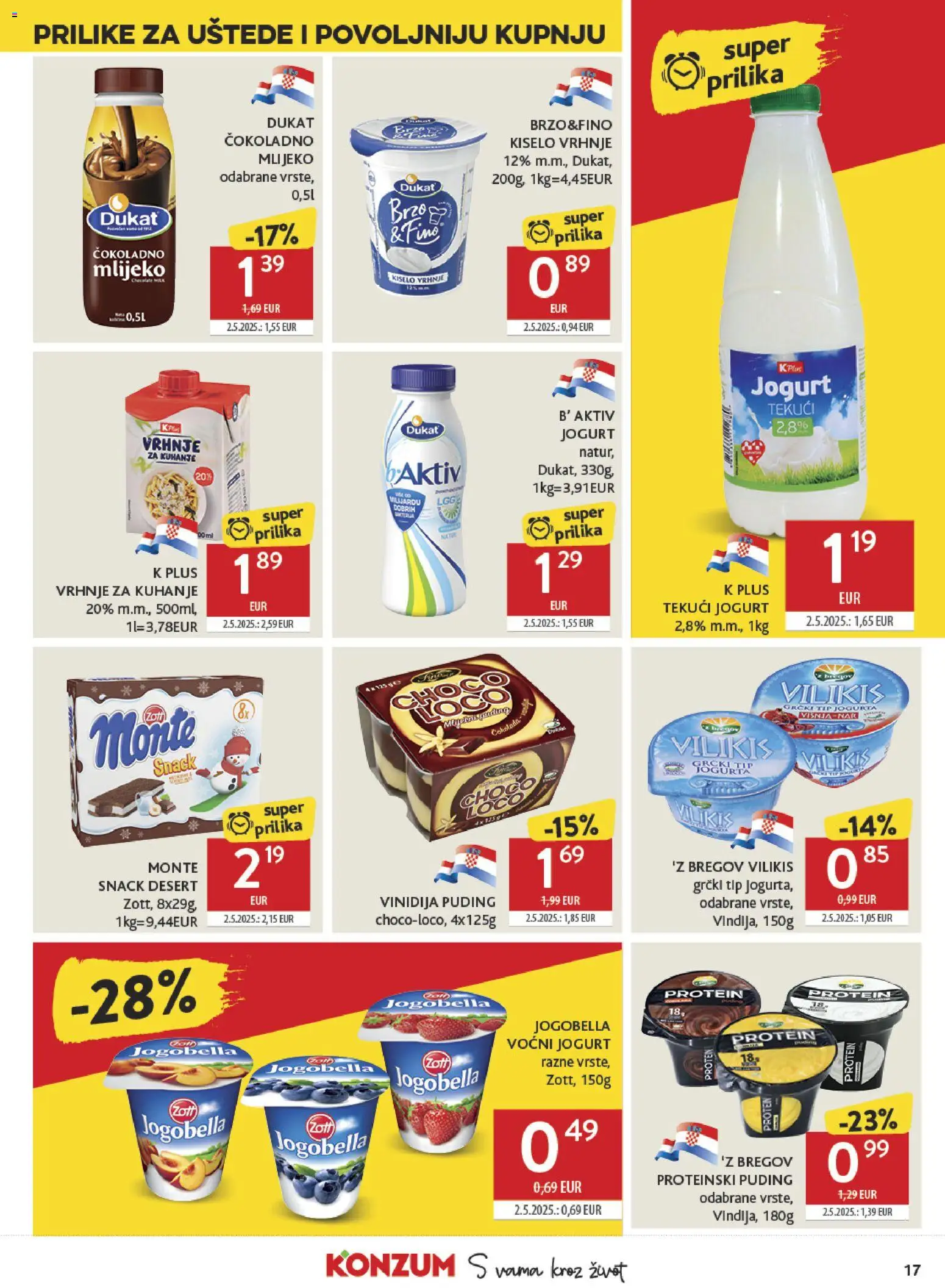 Konzum HR akciós ujság - amely érvényes a következő dátumtól: 21.01.2026 | Oldal: 17 | Termékek: Puding, Protein