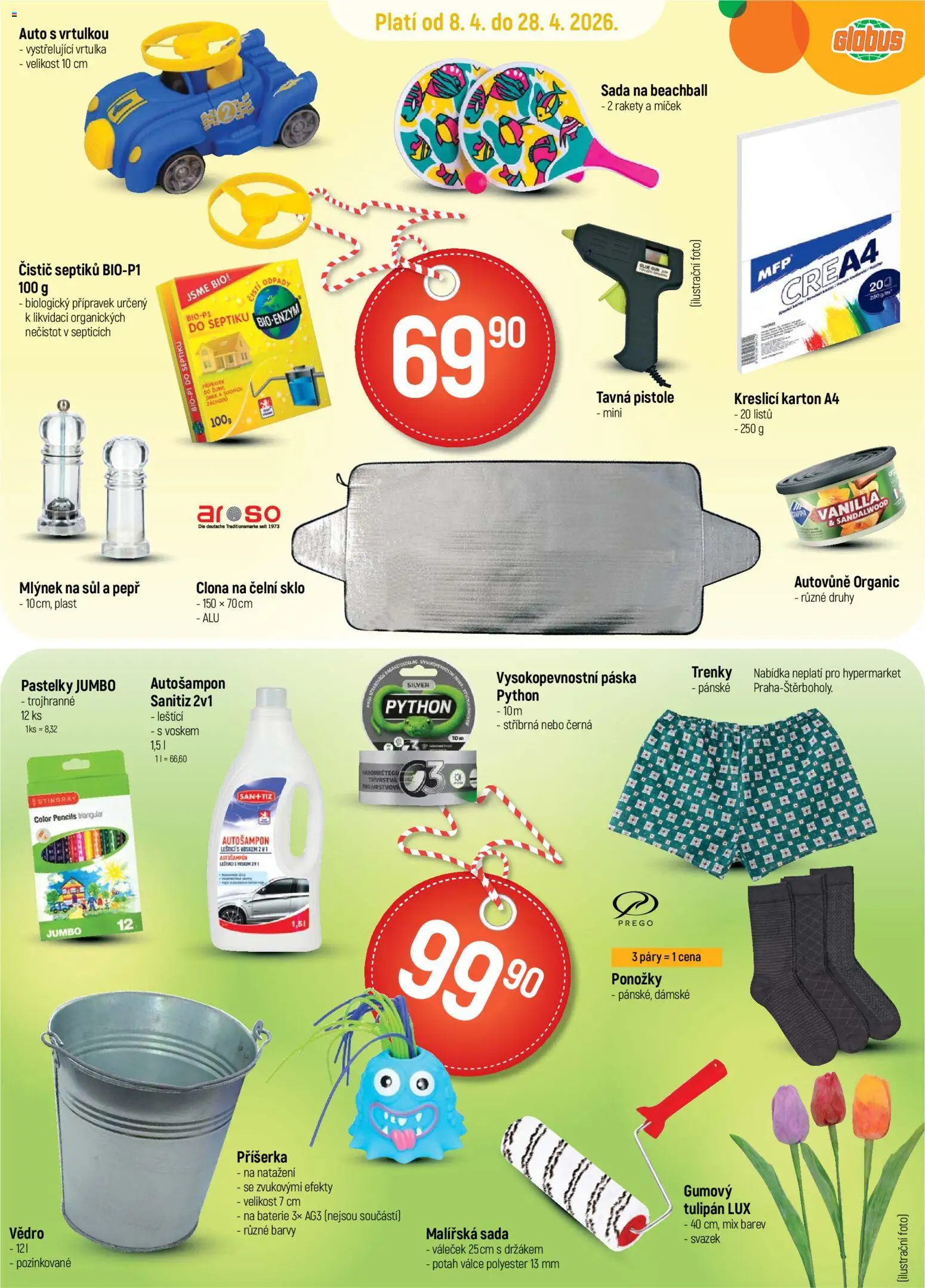 Globus leták - Praha-Štěrboholy od 08.04.2026 | Strana: 3 | Produkty: Trenky, Baterie, Váleček, Malířská sada