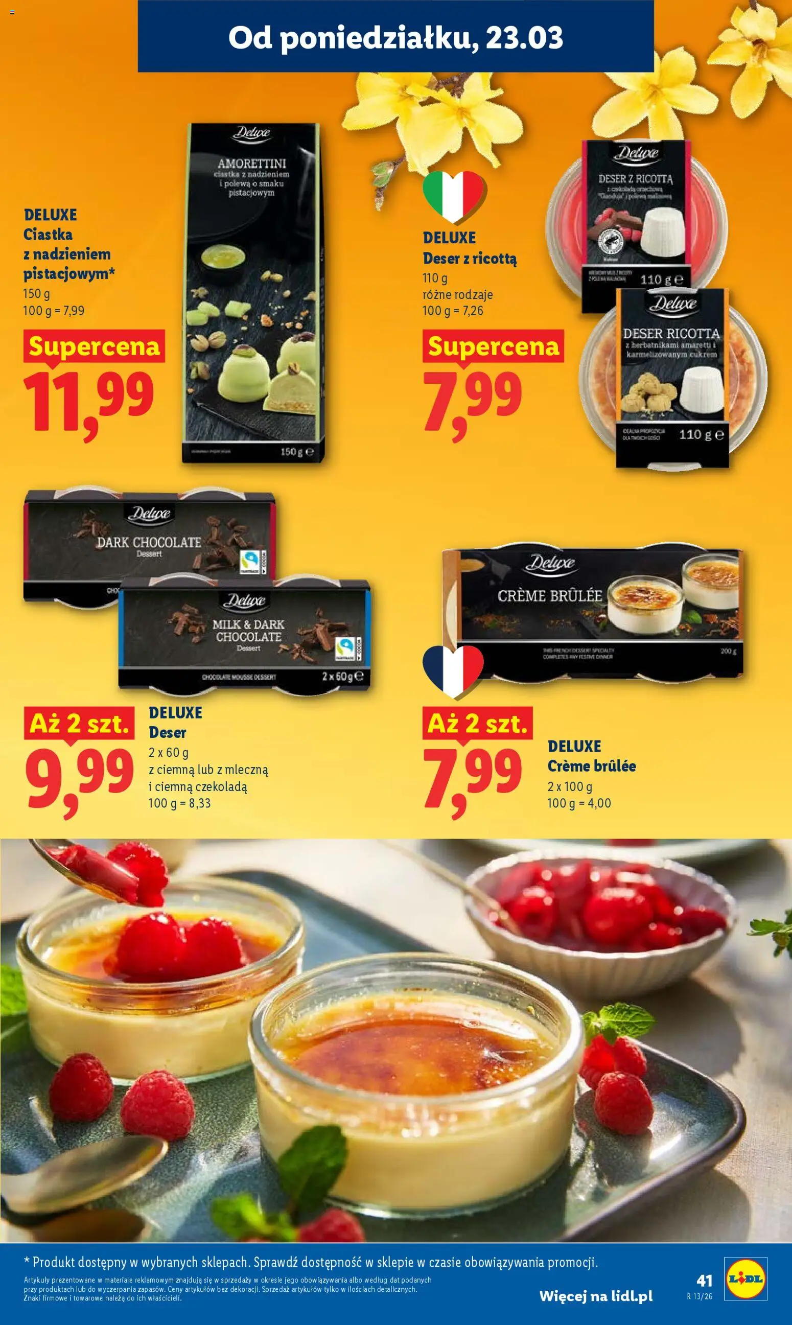 Lidl Polsko leták od 23.03.2026 | Strana: 41 | Produkty: Ricotta, Deluxe, Crème brûlée