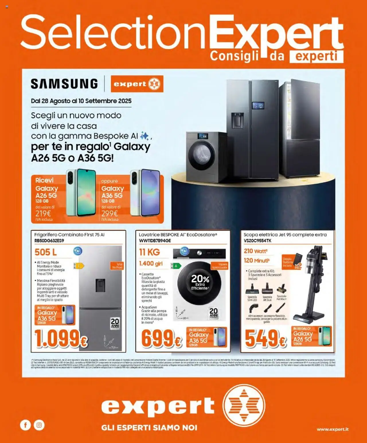 Volantino Expert del 06.09.2025 | Pagina: 32 | Prodotti: Tè, Lavatrice, Frigorifero combinato, Samsung