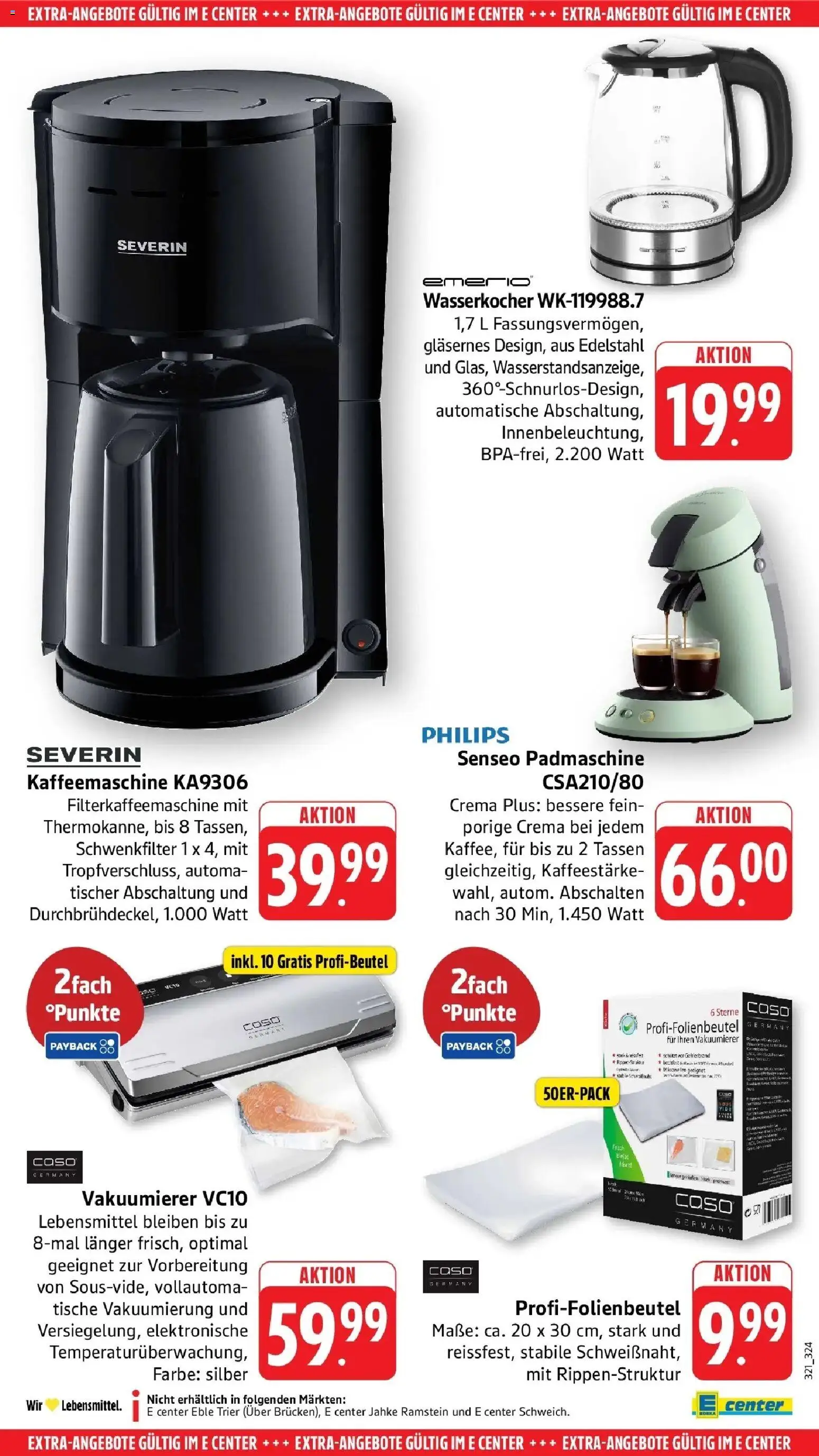 E center Prospekt Kaiserslautern	 – gültig ab 05.04.2026 | Seite: 52 | Produkte: Kaffeemaschine, Wasserkocher, Vakuumierer, Filterkaffeemaschine