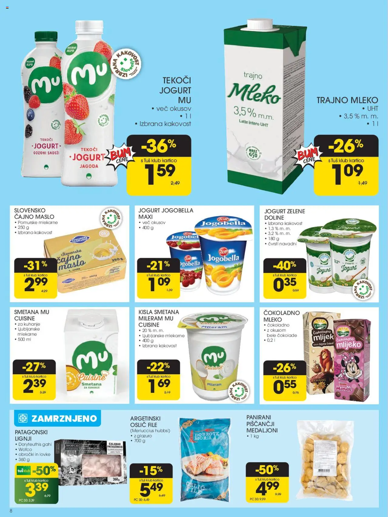 Tuš katalog │ velja od 13.08.2025 | Stran: 8 | Izdelki: Mleko, Jogurt, Kisla smetana, Smetana