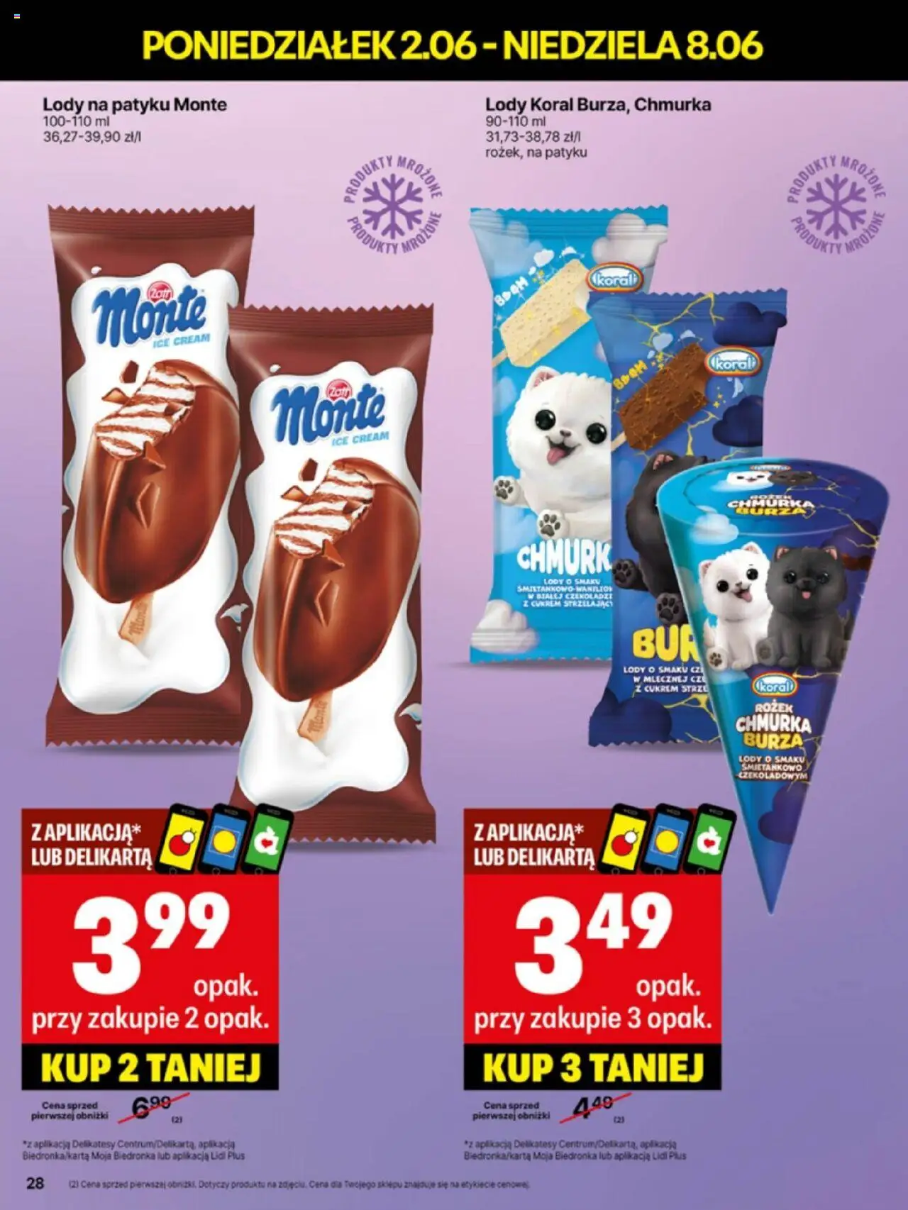Delikatesy Centrum Gazetka - Sklepy Własne od 02.06.2025 | Strona: 28 | Produkty: Delikatesy, Lody na patyku, Lody koral, Lody