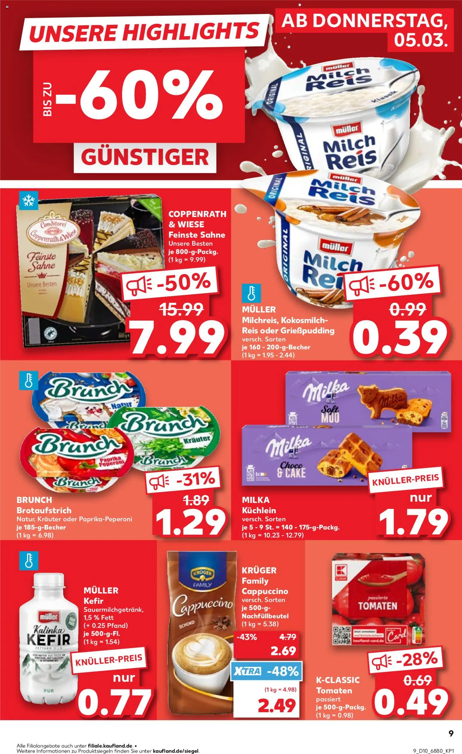 Kaufland prospekt Völklingen	 – gültig ab 05.03.2026 | Seite: 9 | Produkte: Kefir, Milch, Milka, Sahne
