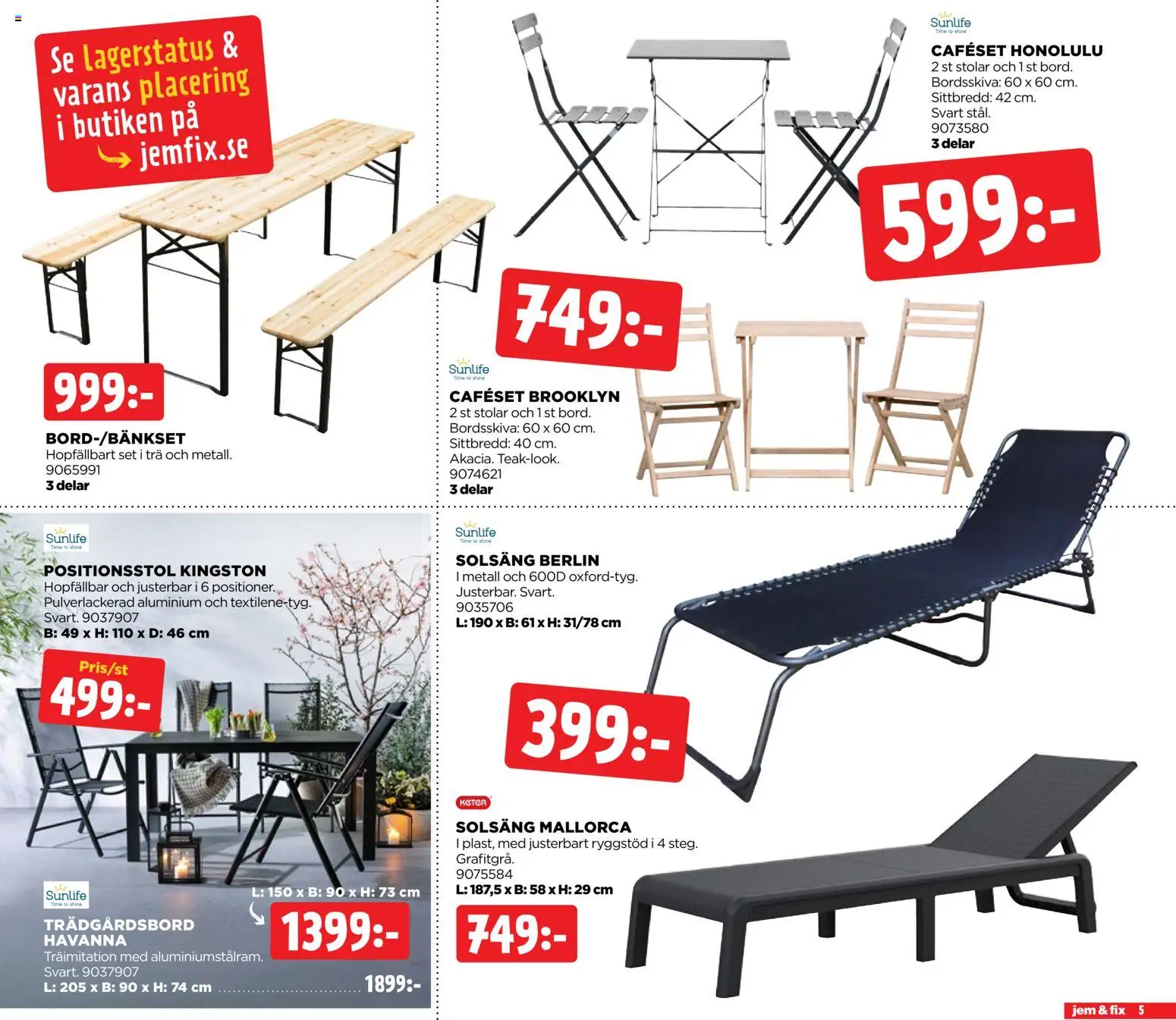Jem & Fix reklamblad aktuell från 05.04.2026 | Sida: 5 | Produkter: Solsäng, Set