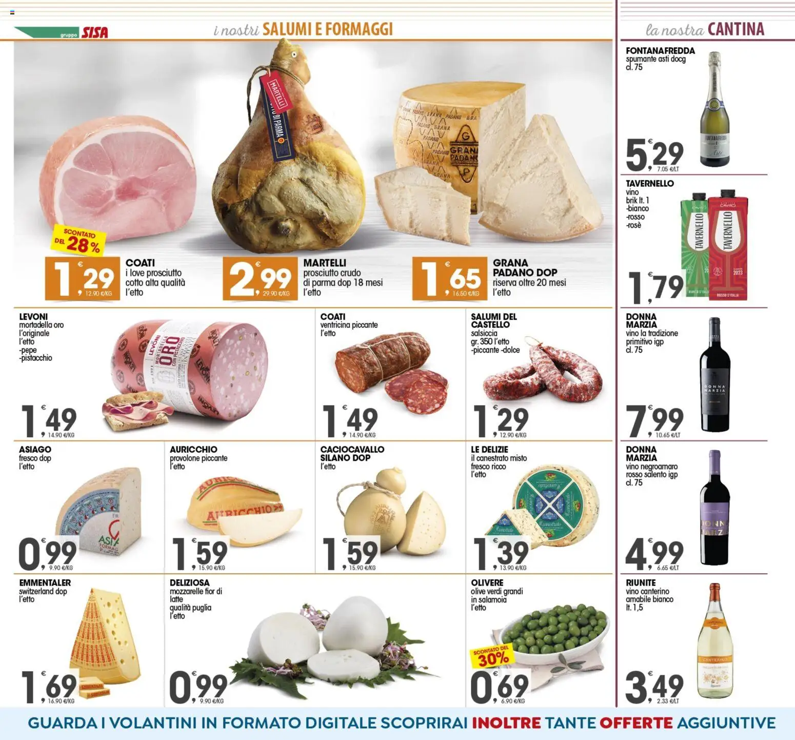 Volantino SISA del 14.11.2025 | Pagina: 2 | Prodotti: Provolone, Prosciutto, Vino, Spumante